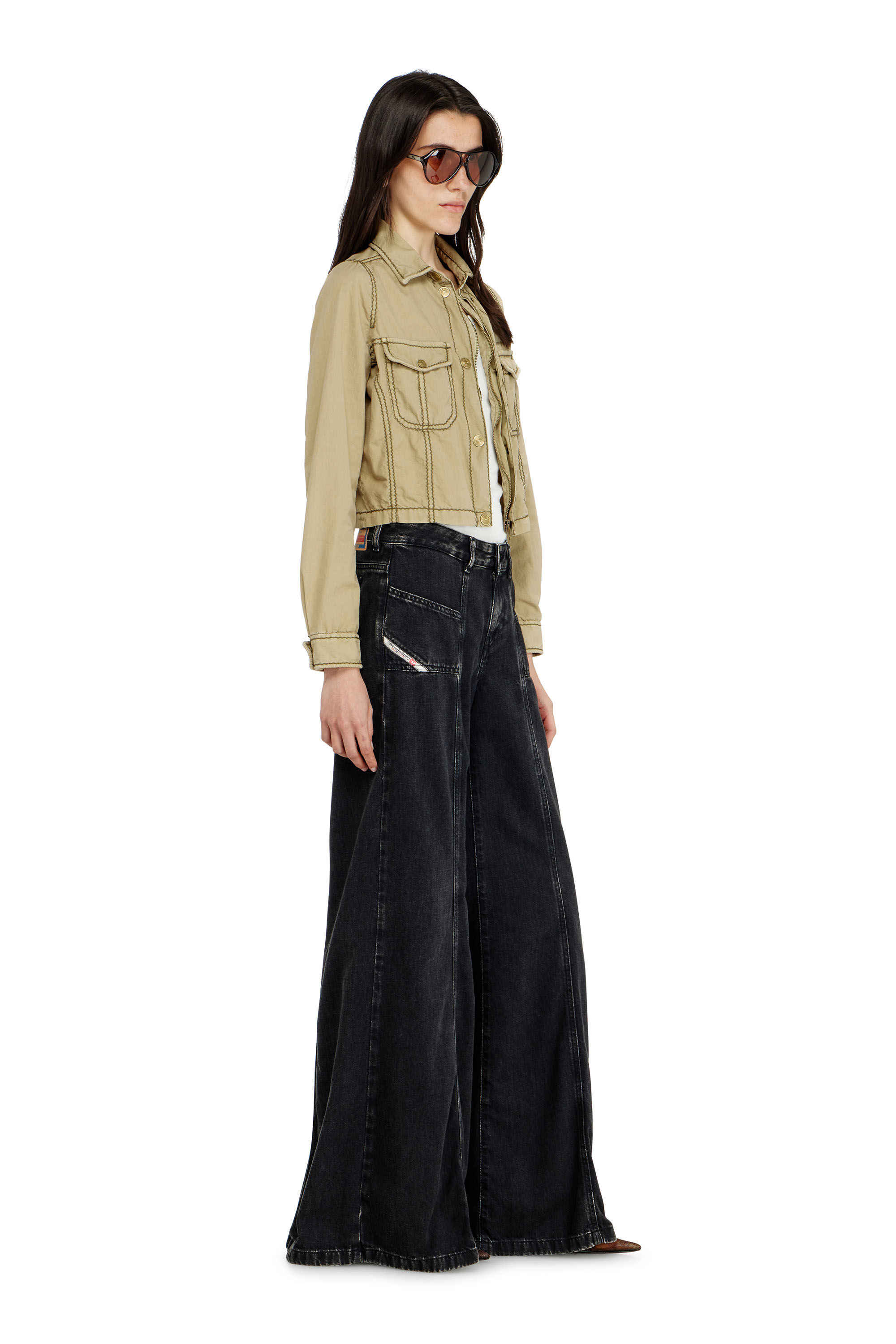 Diesel - Flare Jeans D-Akii 068HN Donna, Nero/Grigio scuro - Image 2