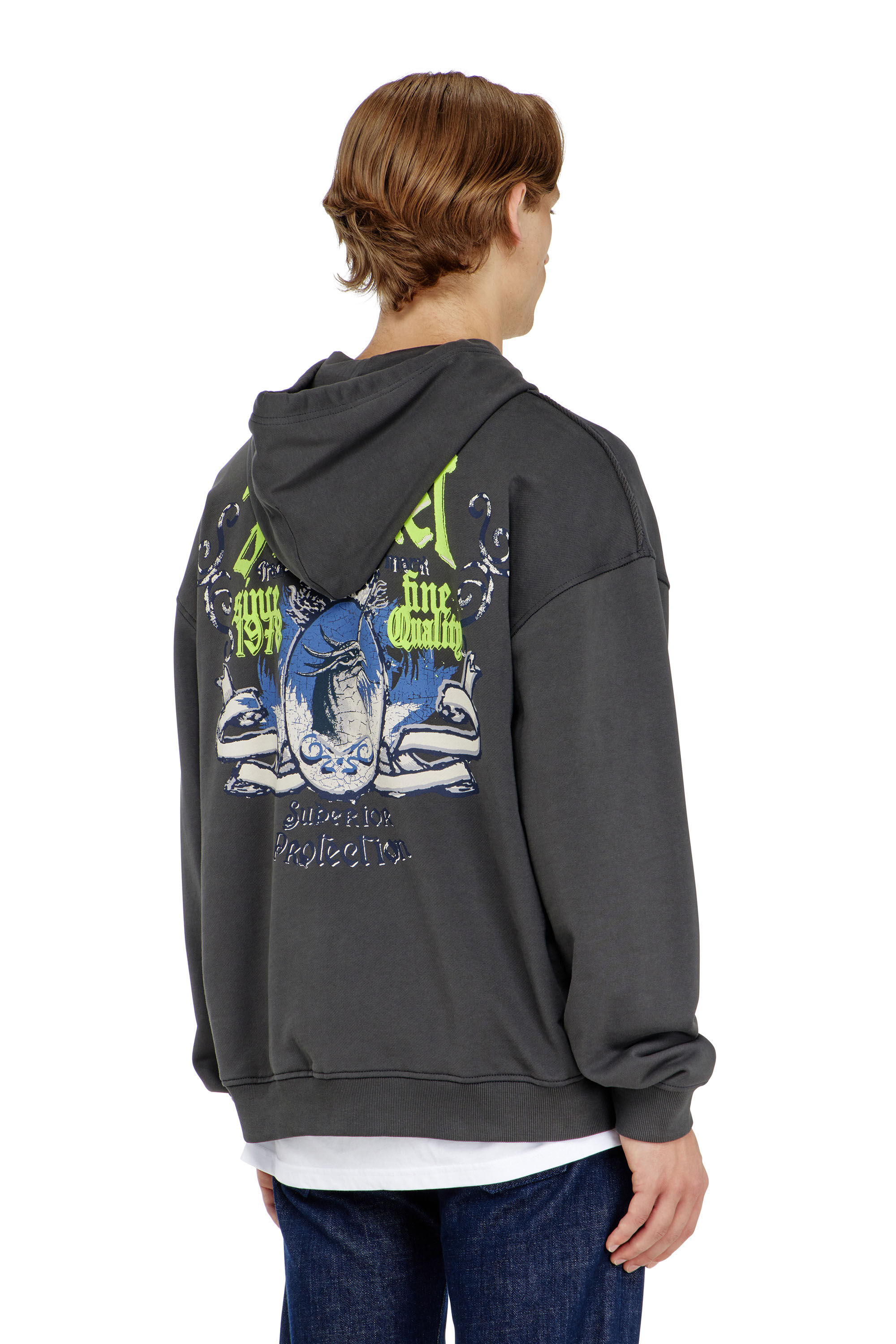 Diesel - S-BOXT-HOOD-AA2, Felpa in cotone con grafiche floccate Uomo in ToBeDefined - 4