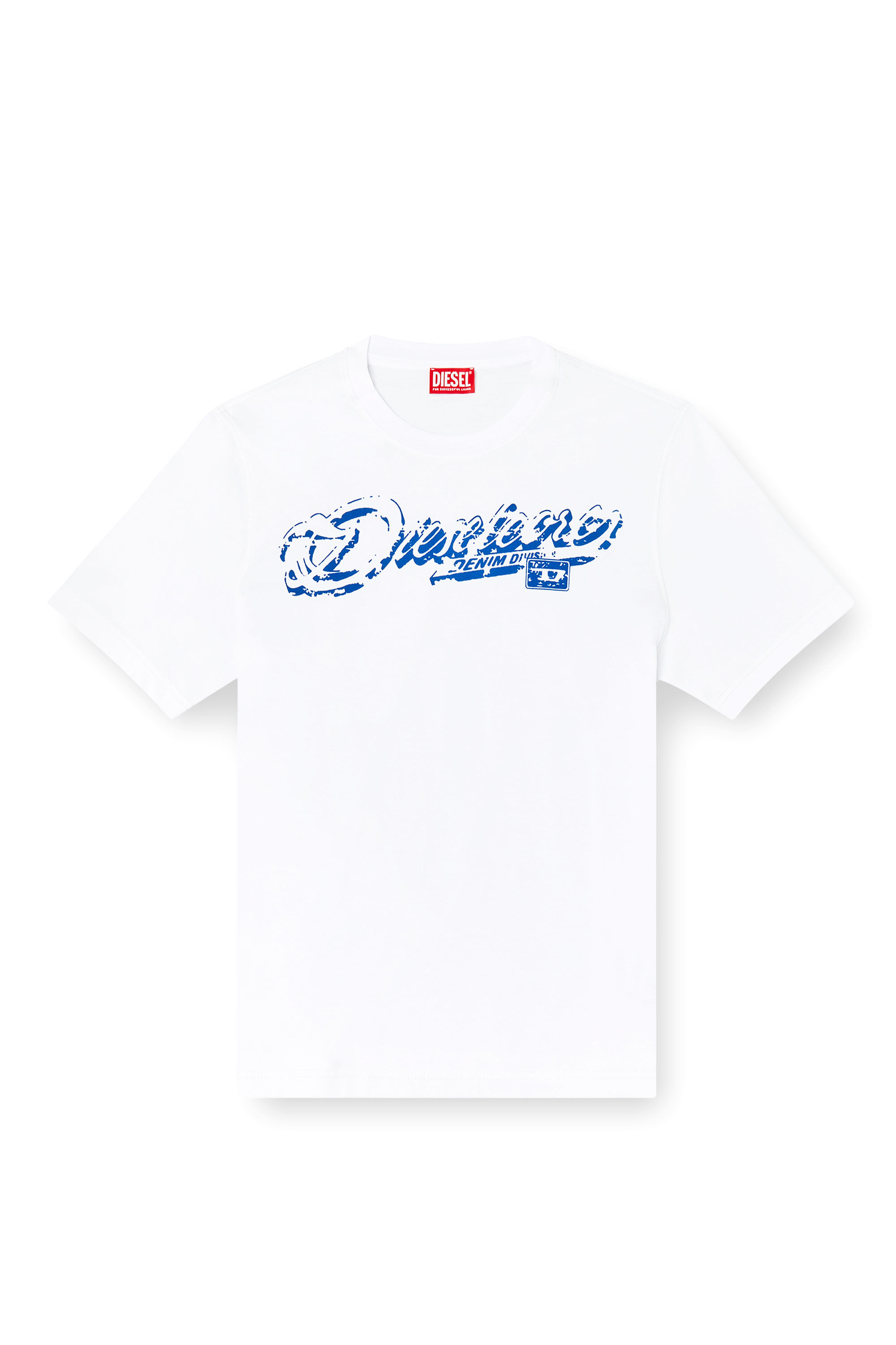 Diesel - T-ADJUST-R7, T-shirt con stampa distressed floccata Uomo in Bianco - 2