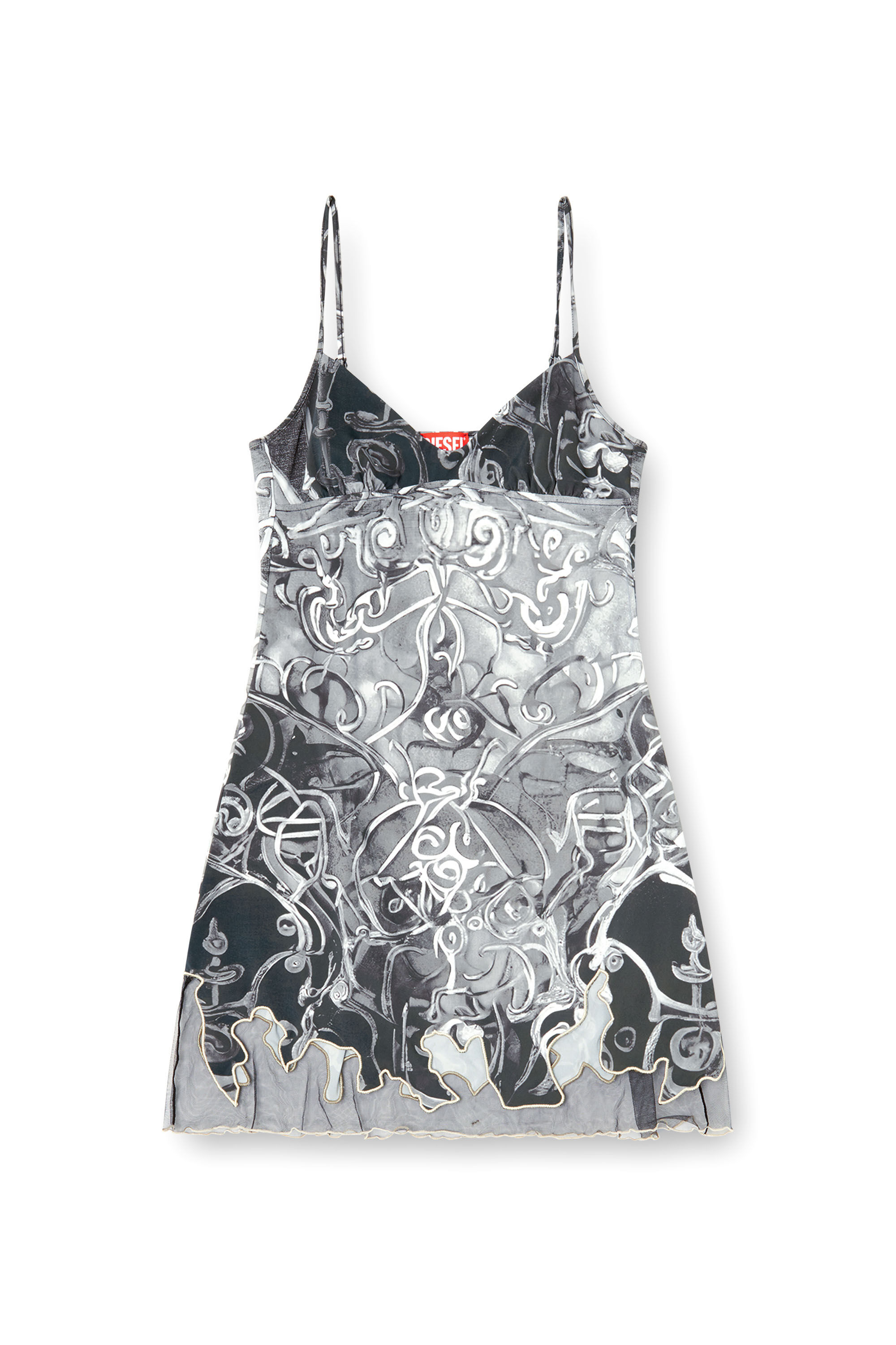 Diesel - D-INLAY, Abito mini con stampa araldica Donna in Grigio - 2