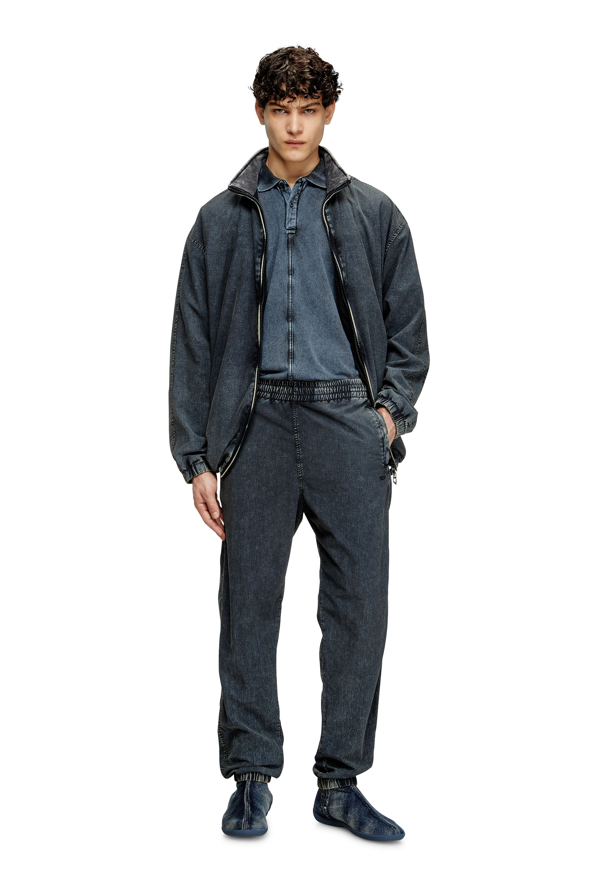 Diesel - T-NOMELY, Polo in jersey effetto denim Uomo in Blu - 3