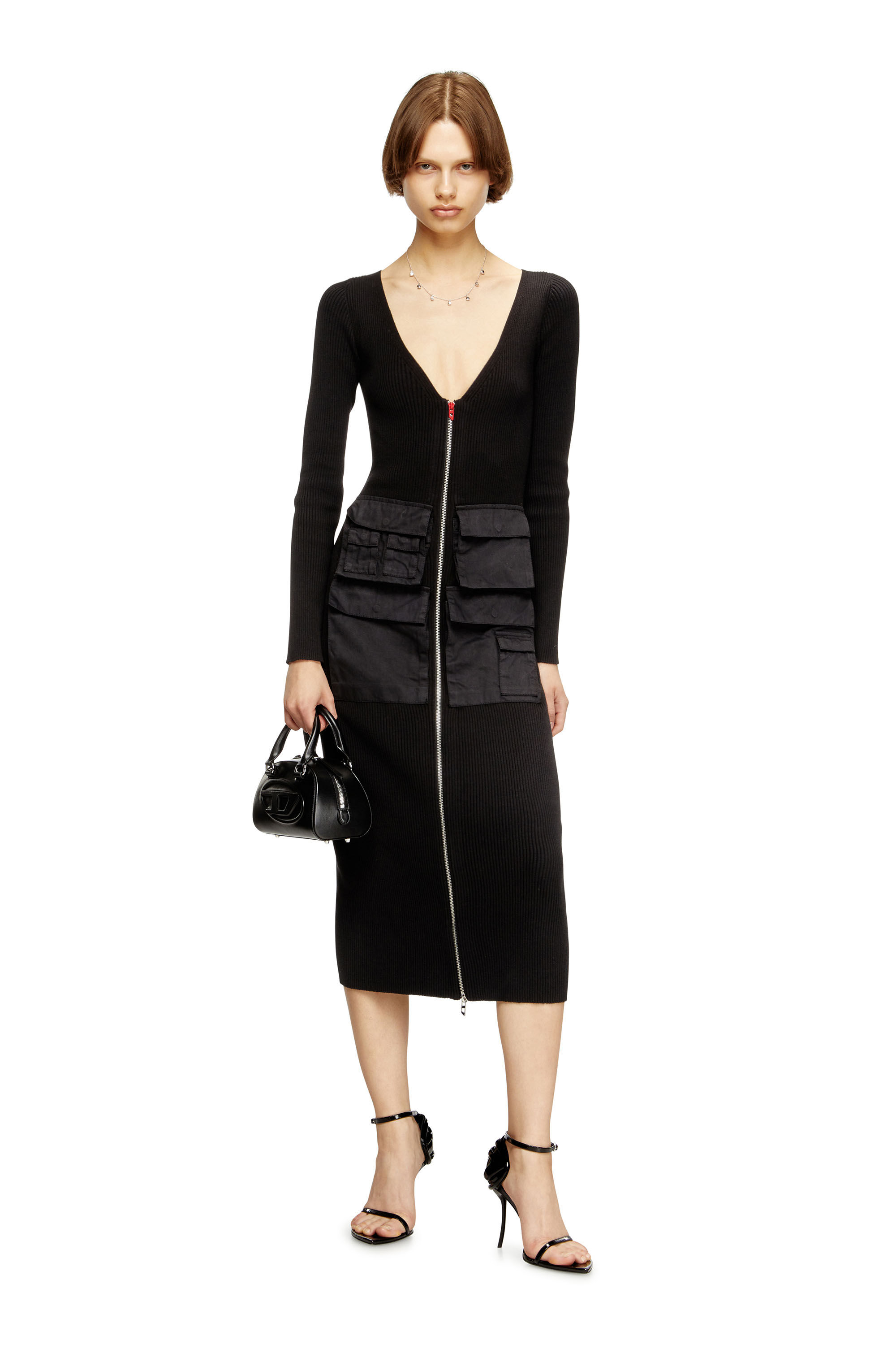 Diesel - M-MELTI-LS, Abito midi a costine con tasche cargo Donna in ToBeDefined - 1