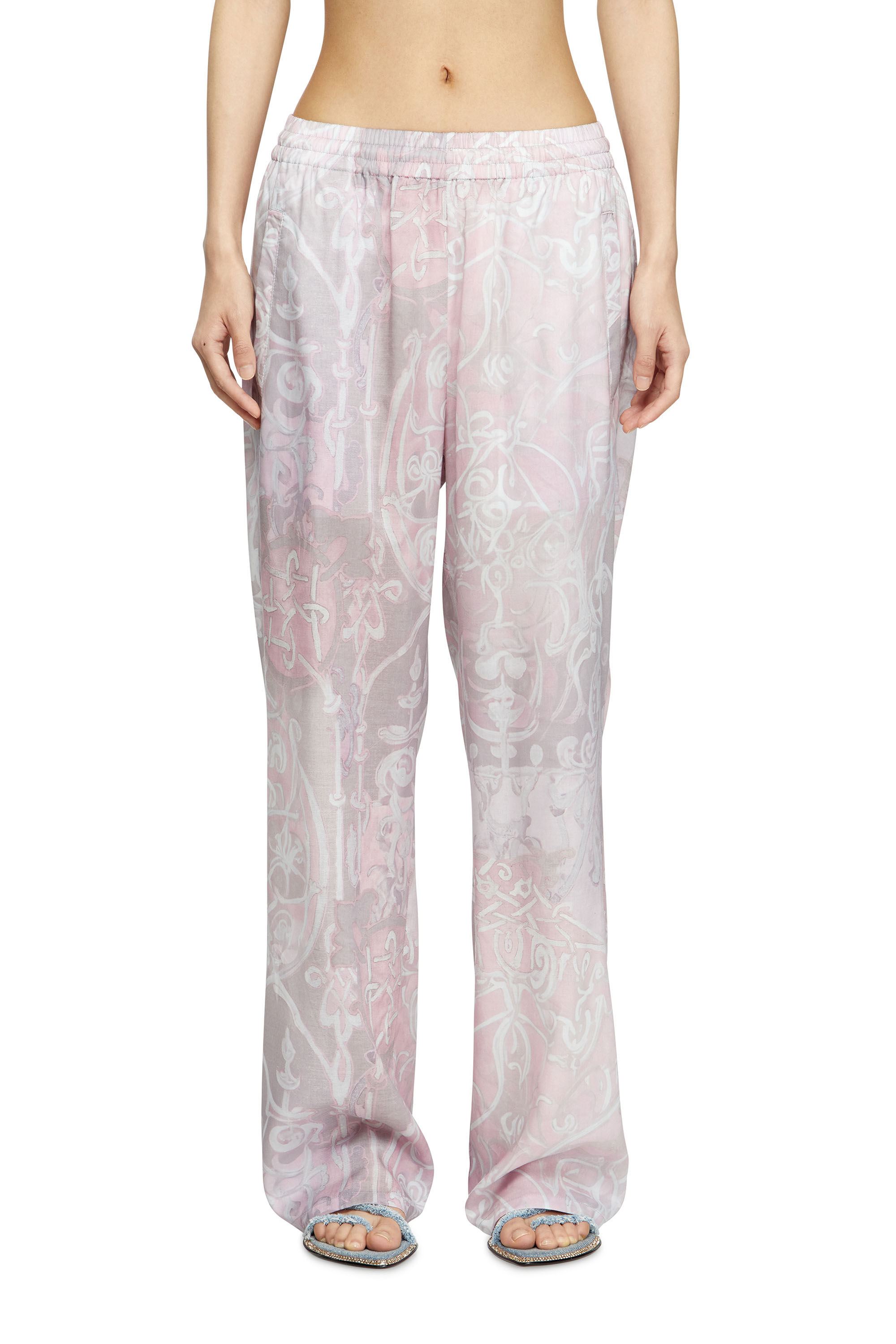 Diesel - P-THECK-A-AJFW, Pantaloni tuta con stampa medievale Unisex in Rosa - 5