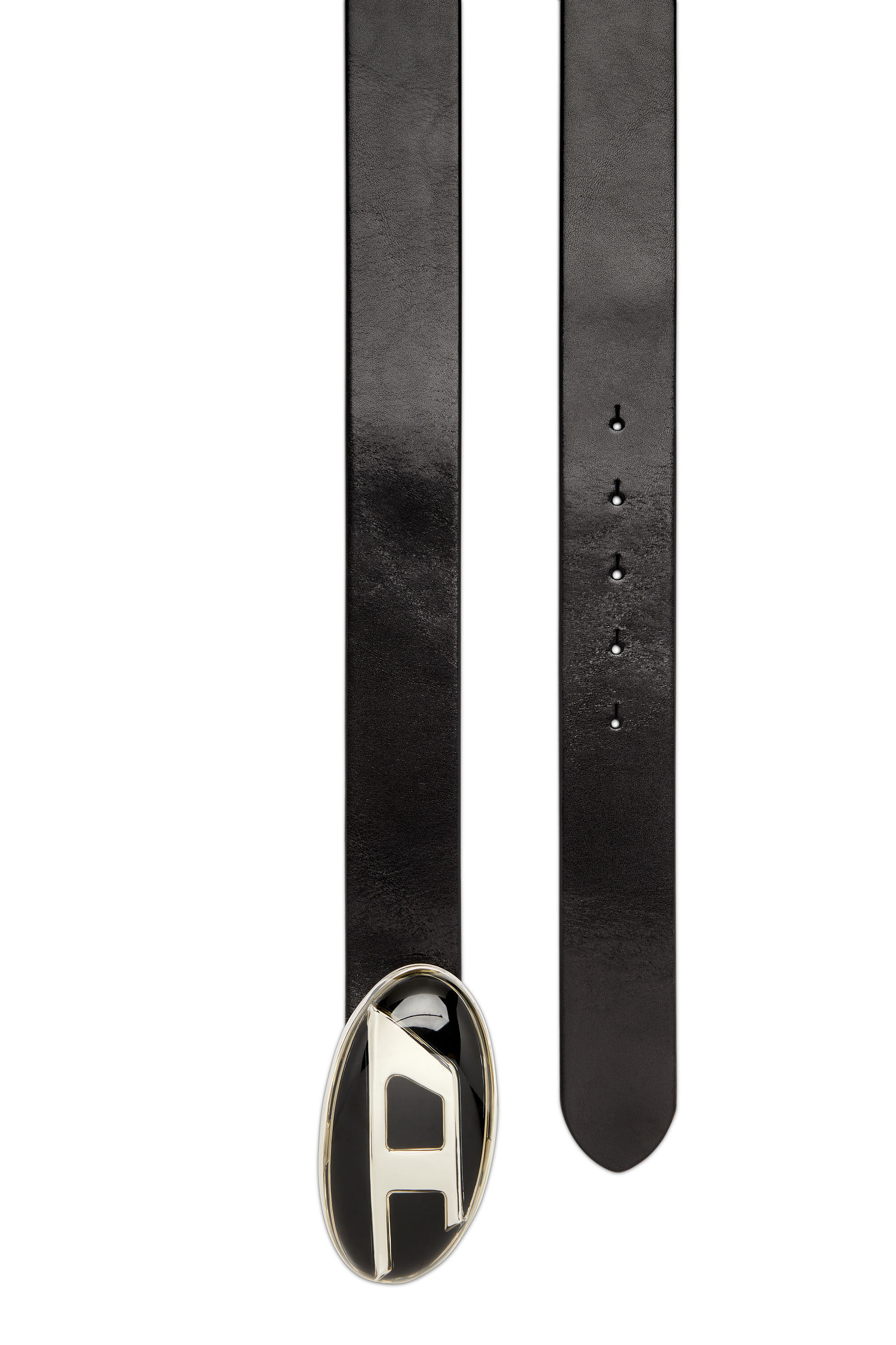 Diesel - B-1DR-RR, Man Leather belt with enamelled logo buckle in Black - Image 2
