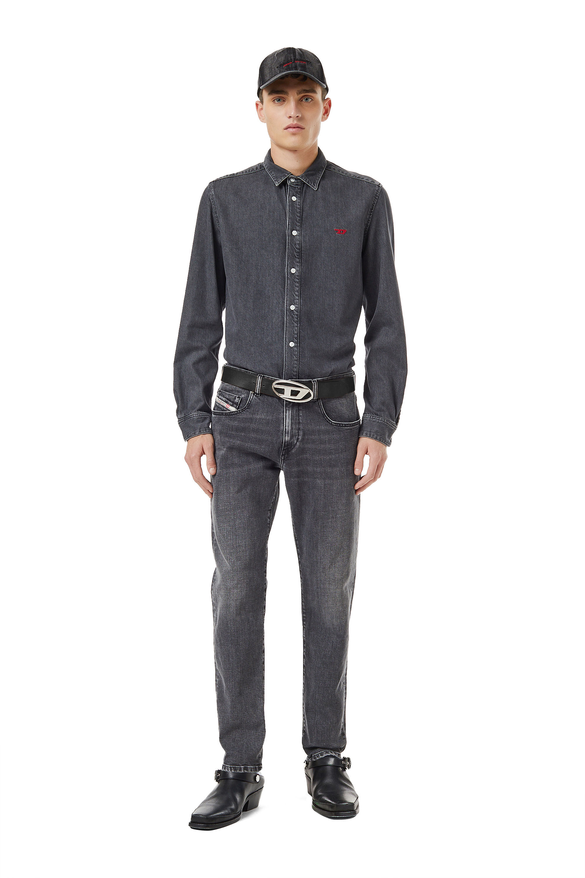 2019 D STRUKT Uomo Slim Jeans Nero Grigio scuro Diesel