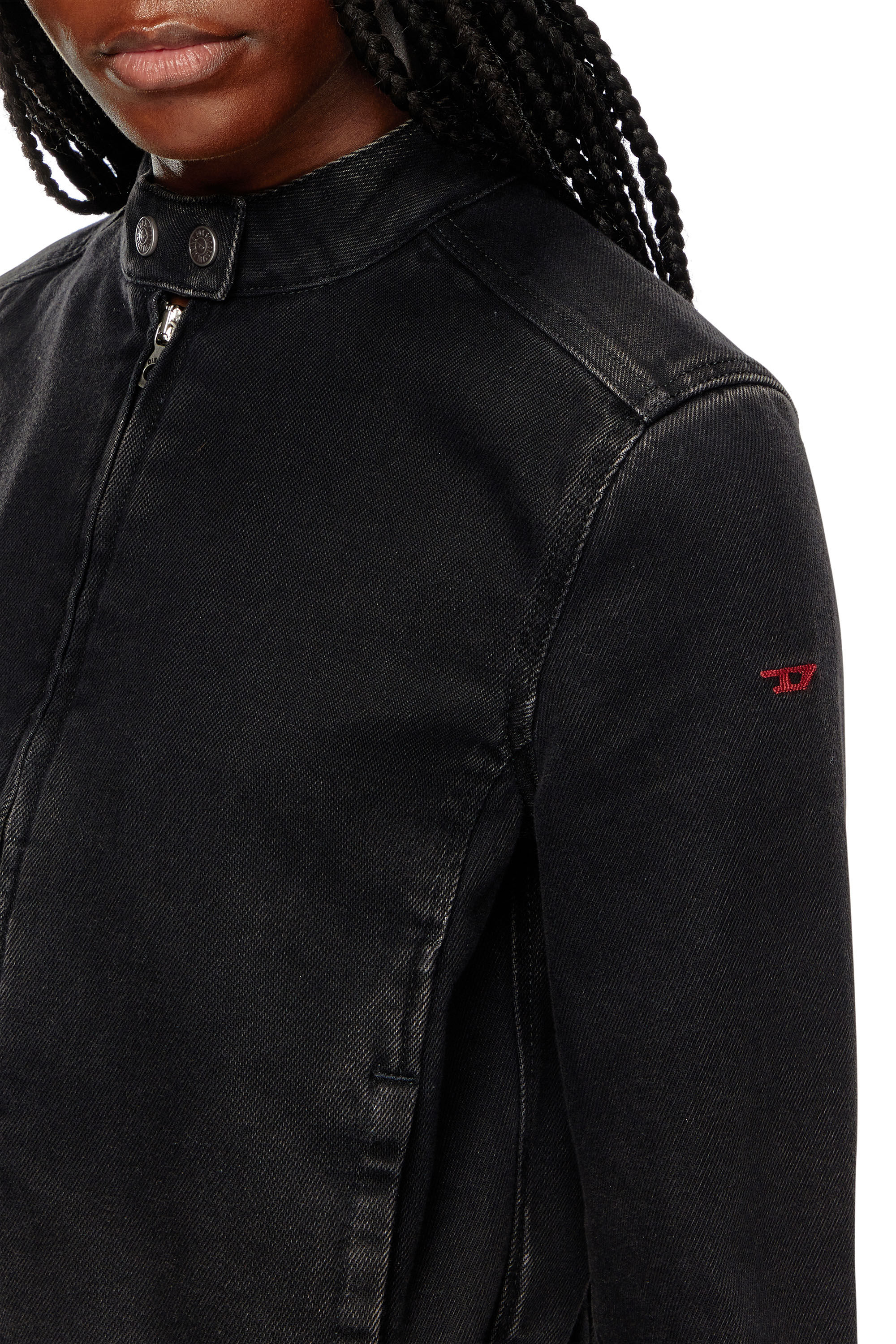 Women's Biker and Moto Jacket in Denim | Black | Diesel