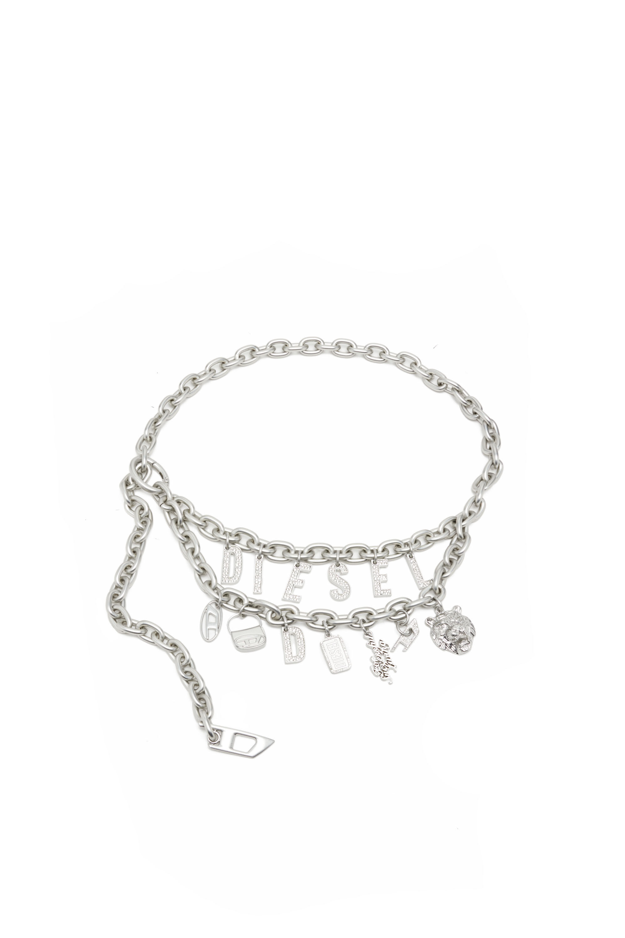 Diesel - HOSHI B-MULTICHARM CHAIN, Cintura in catena con charm Unisex in Argento - 1