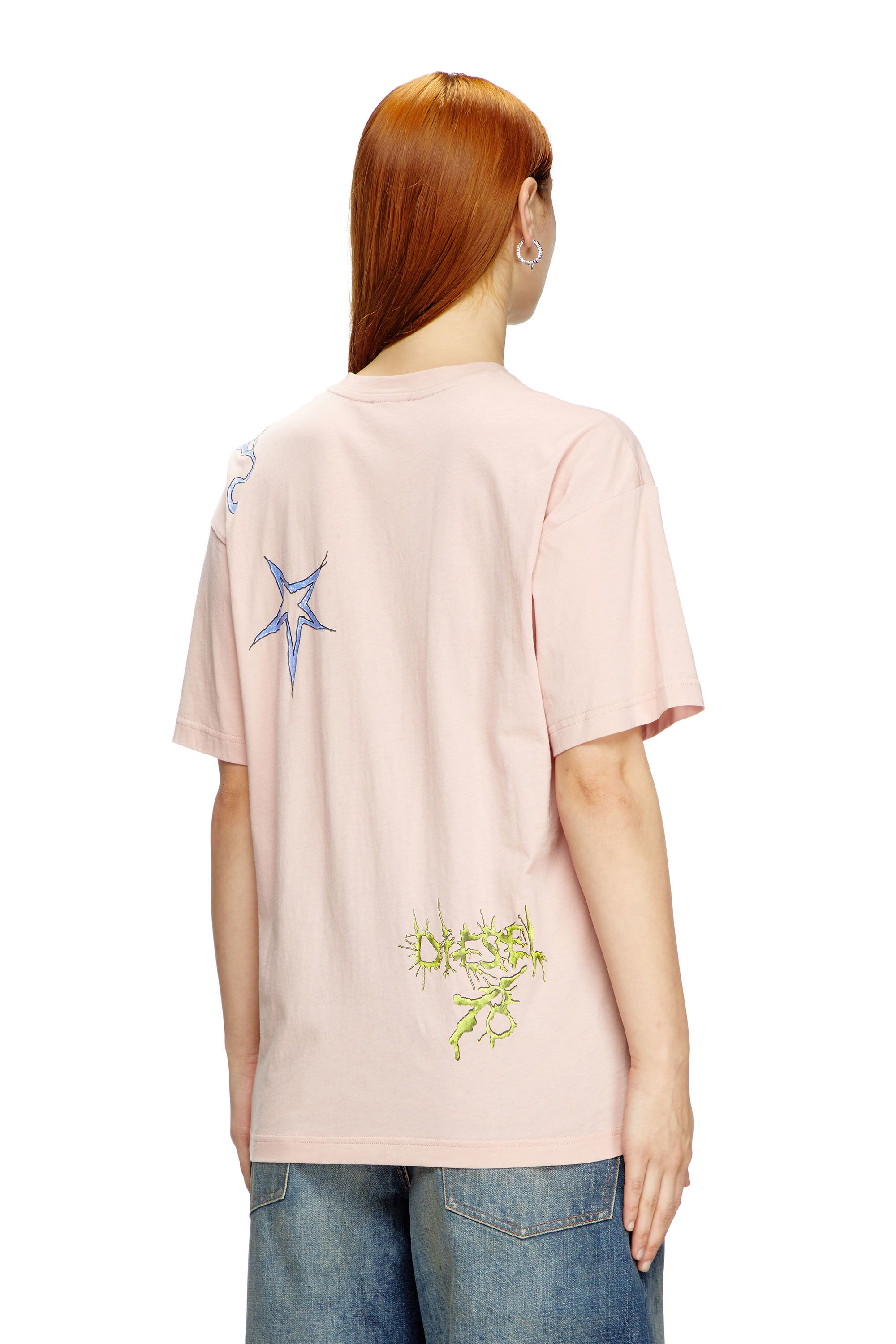 Diesel - T-BUXT-Q1, T-shirt con stampa grafica Donna in Rosa - 4