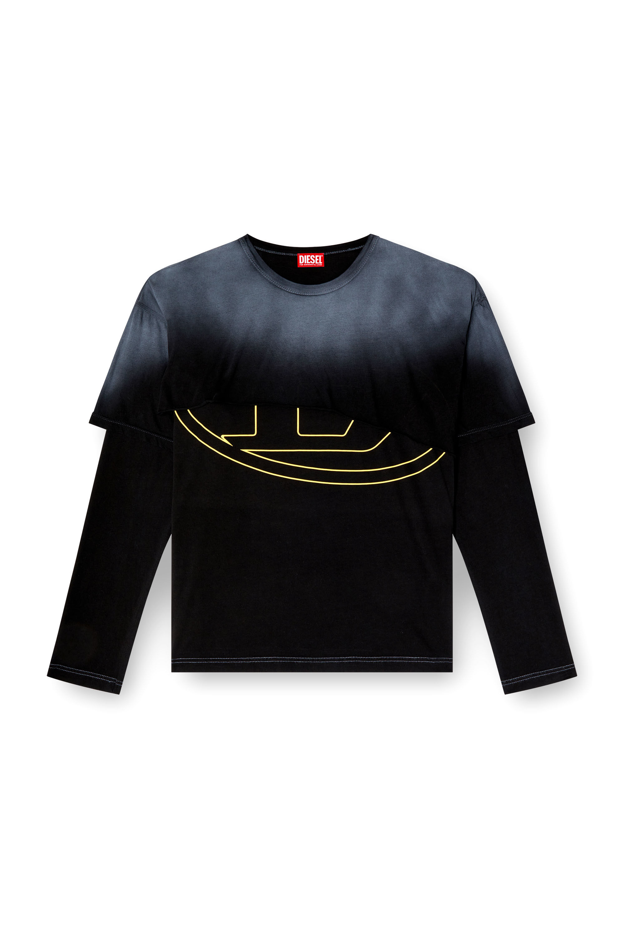 T shirt a maniche lunghe destroyed a strati Uomo Nero Diesel