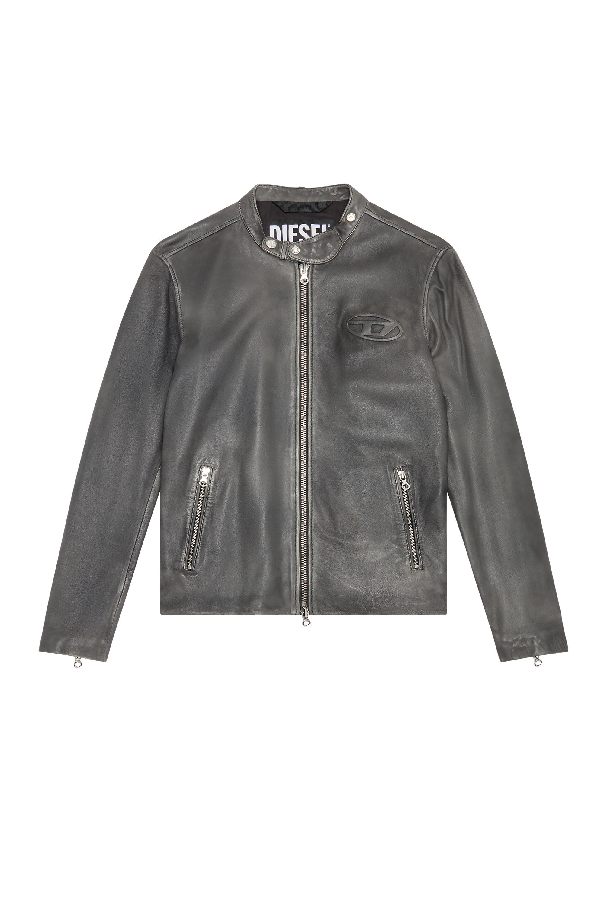 L METAL TREAT Uomo Giacca biker in pelle trattata Diesel