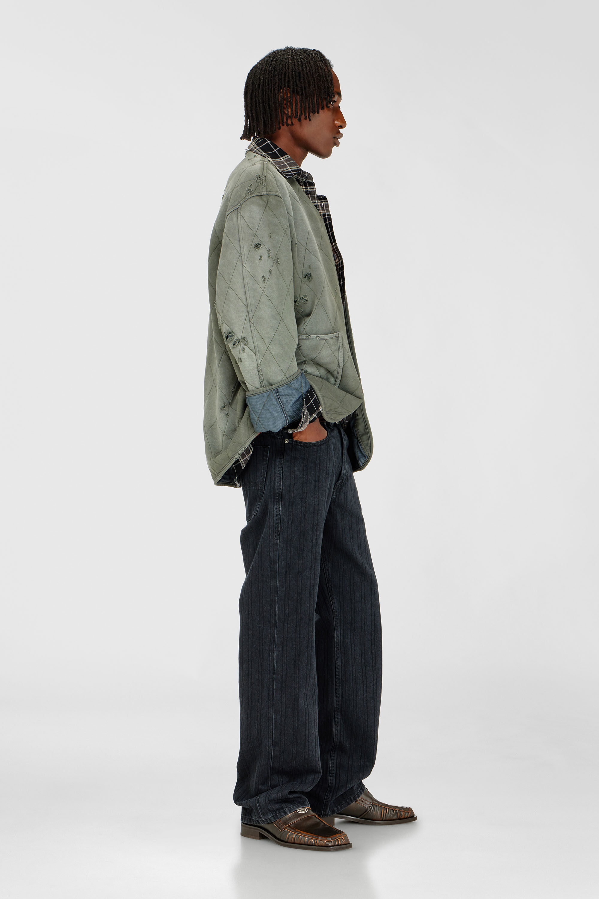 Diesel - Relaxed Jeans 1980 D-Eeper 09Q12 Uomo, Nero/Grigio scuro - Image 2