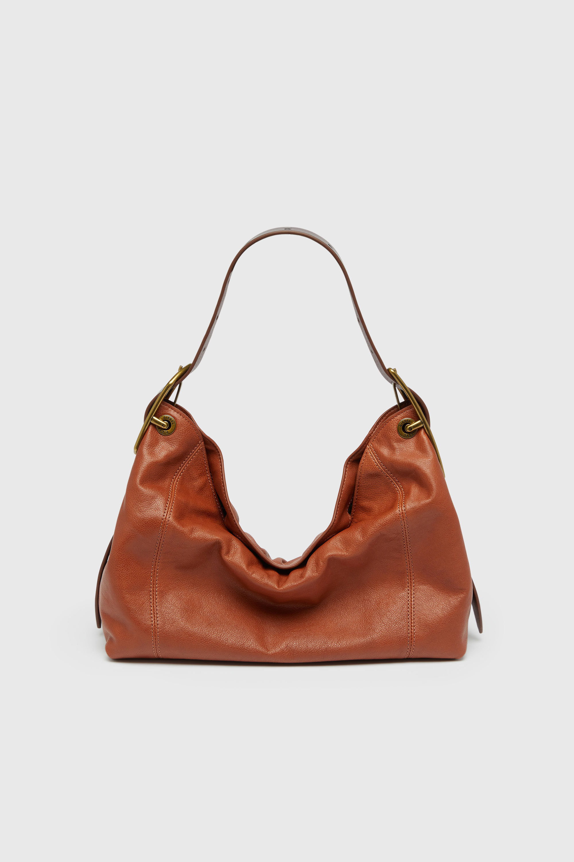 Diesel - D-LINE HOBO S, D-Line-Borsa a spalla in pelle lucida Donna in Marrone - 2