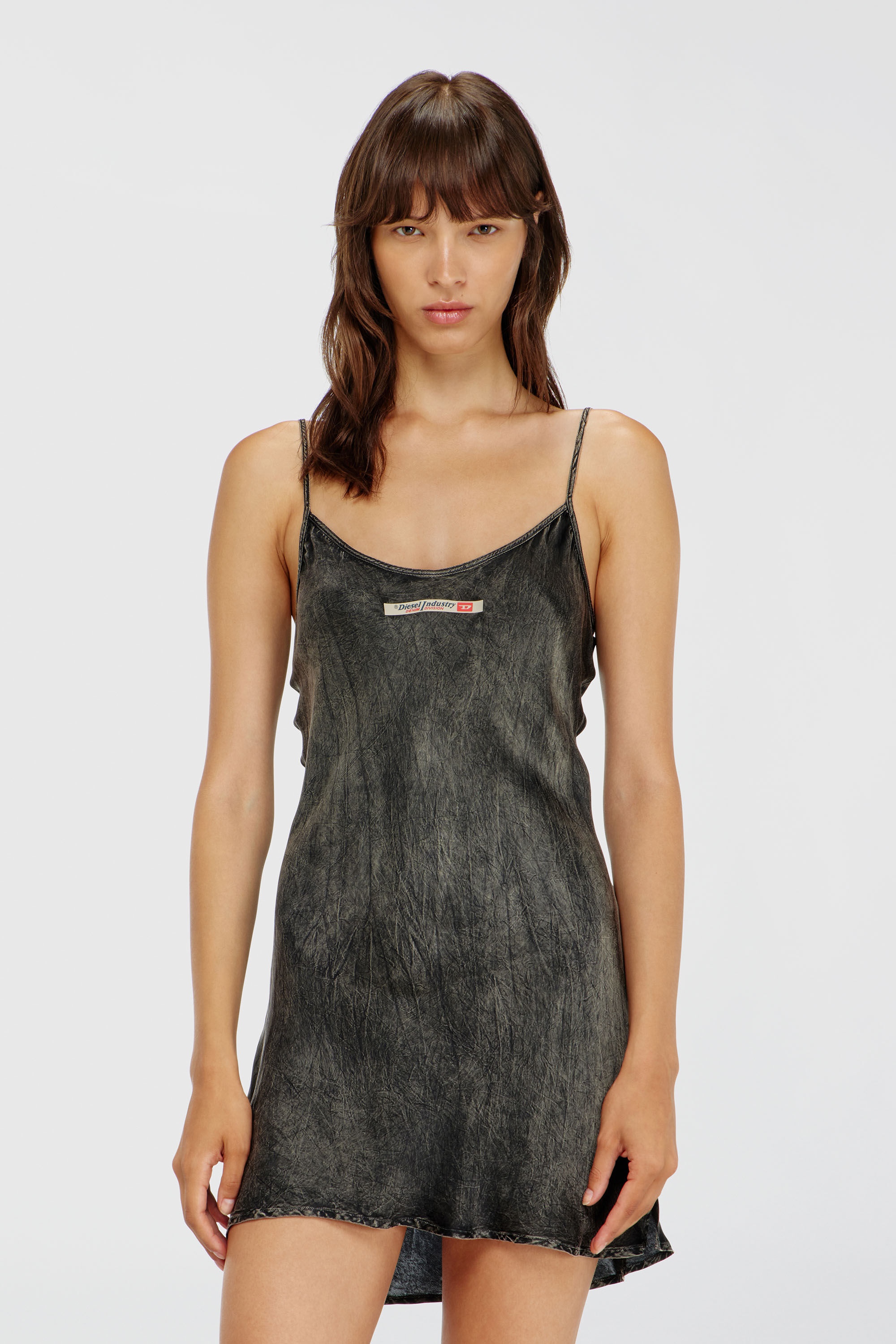 Diesel - CASSIDY-DNM, Abito sottoveste in viscosa con spalline a spaghetto Donna in Nero - 3