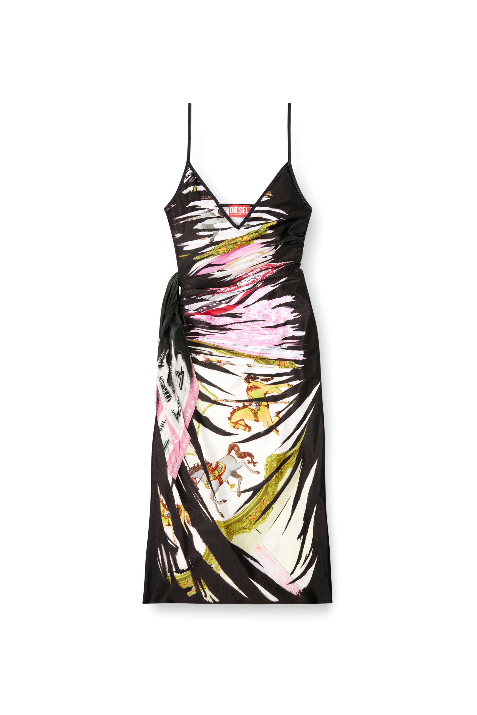 Diesel - D-OROTYS, Abito midi drappeggiato con stampa bandana Donna in Multicolor - 2