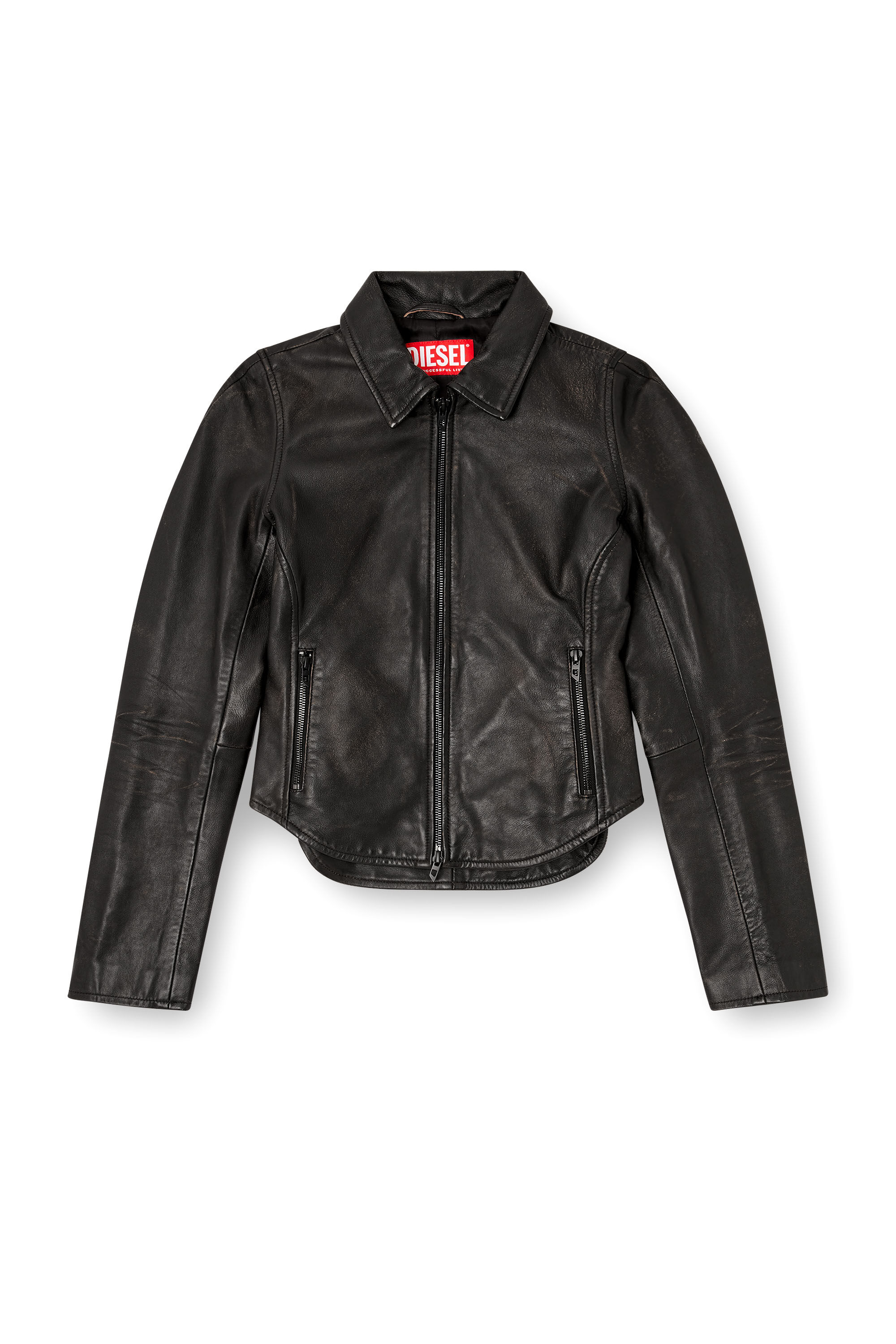 Diesel - L-EGRAD, Giacca in pelle distressed Donna in Nero - 2