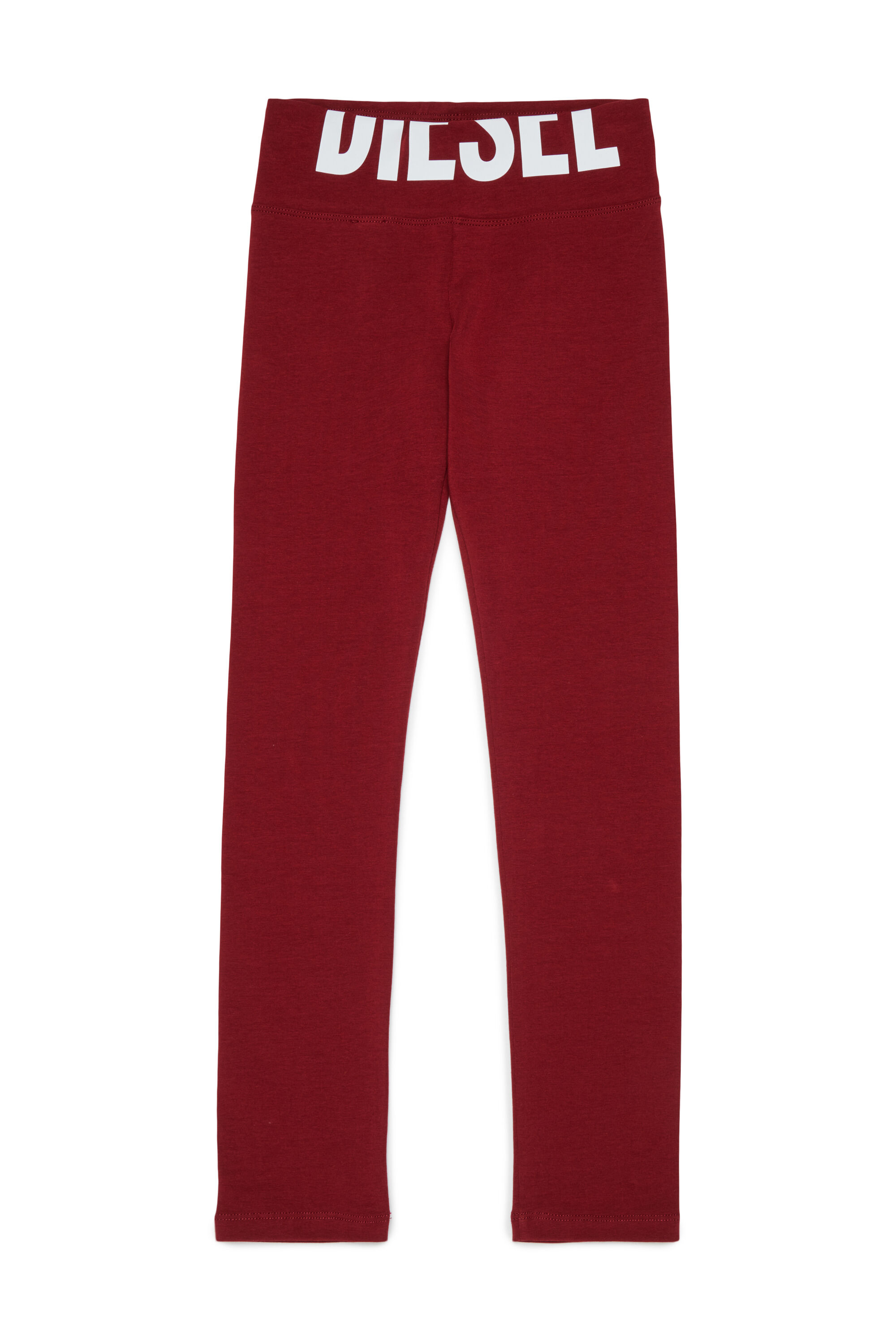 Diesel - PCEFY, Leggings in cotone con logo tagliato Donna in Rosso - 1