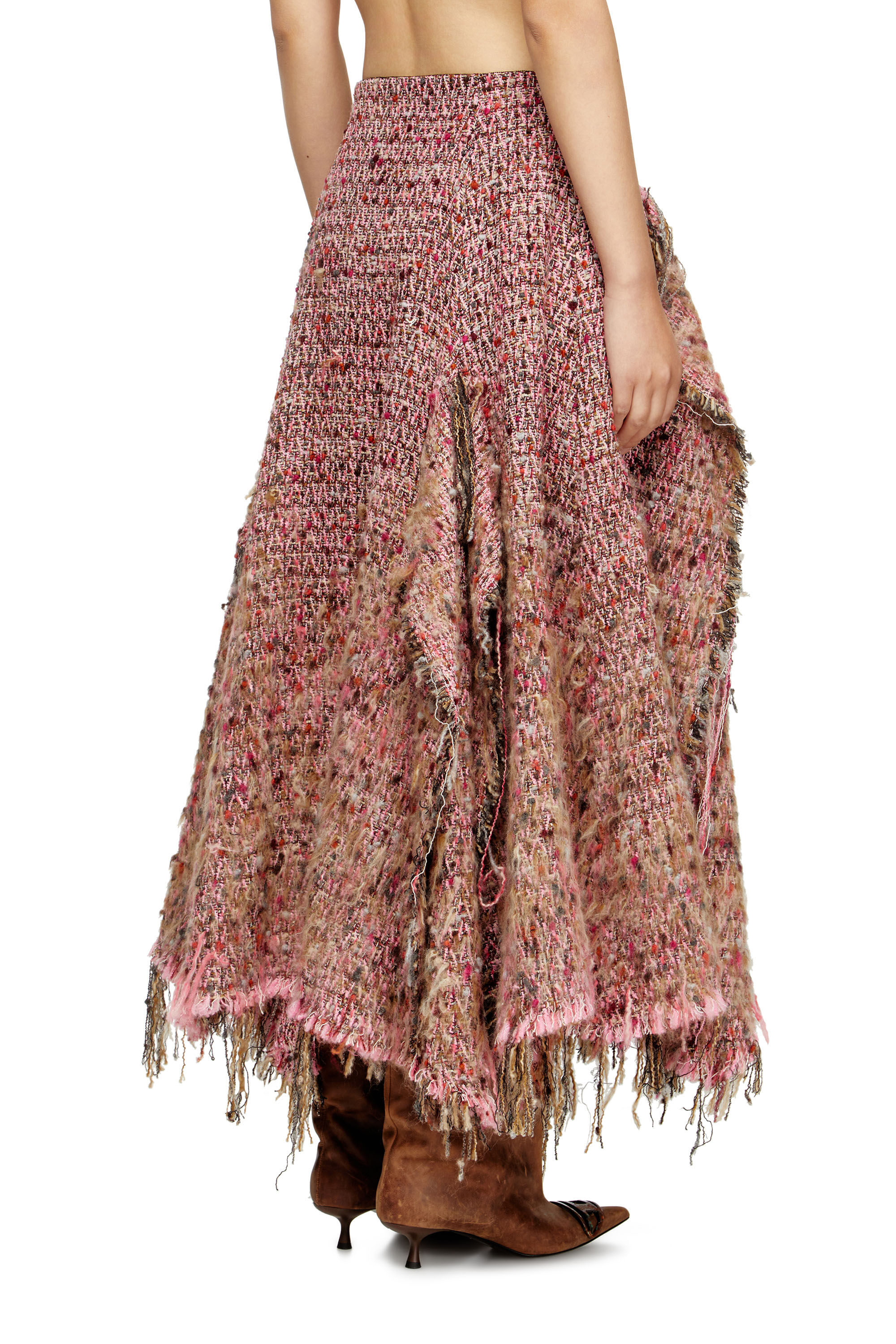 Diesel - O-RIELLA, Gonna in bouclé spazzolato con orlo frangiato Donna in Rosa - 4