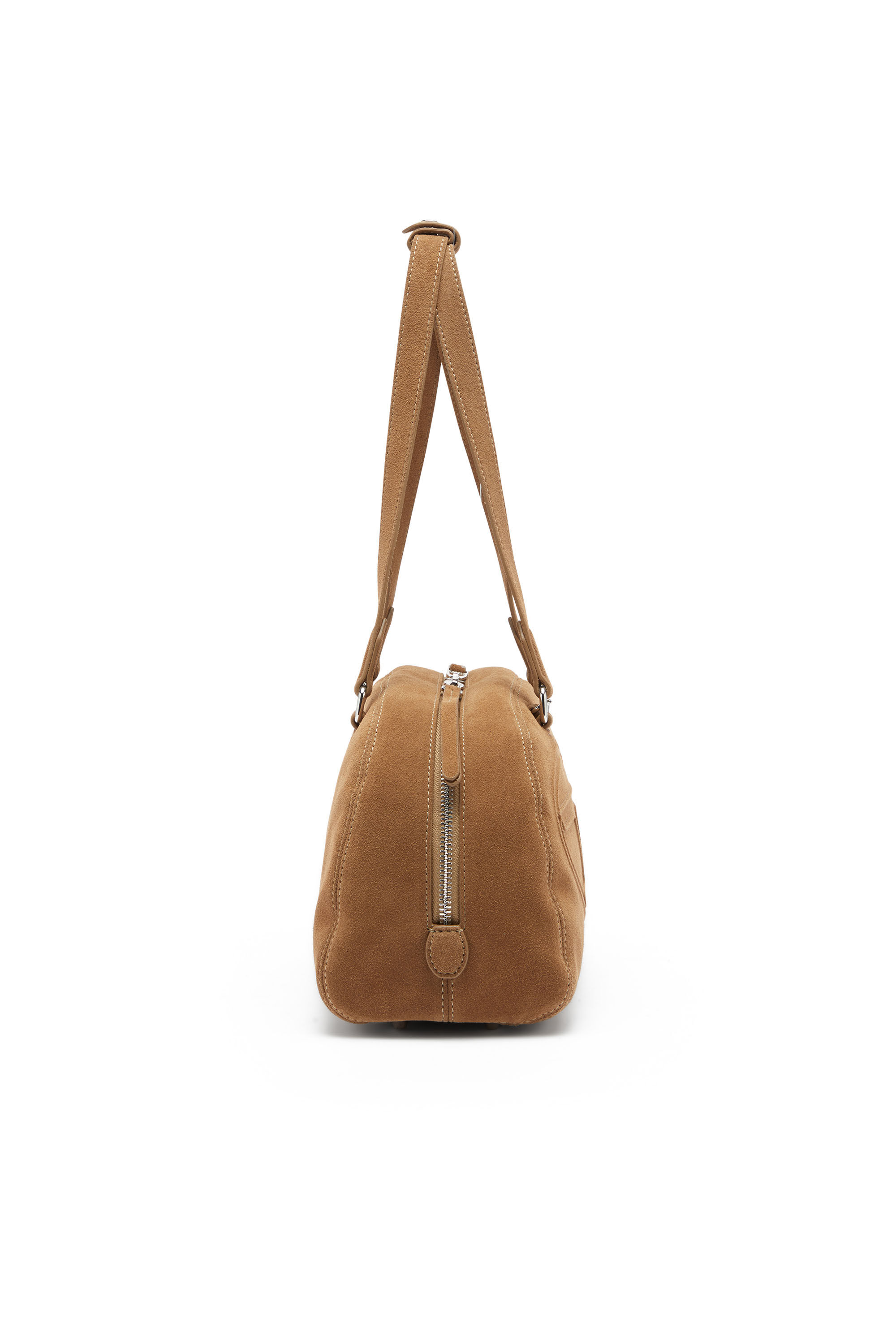 Diesel - 1DR DOME SHOULDER, 1DR Dome- Borsa a spalla scamosciata con Logo Oval D Unisex in Beige - 5