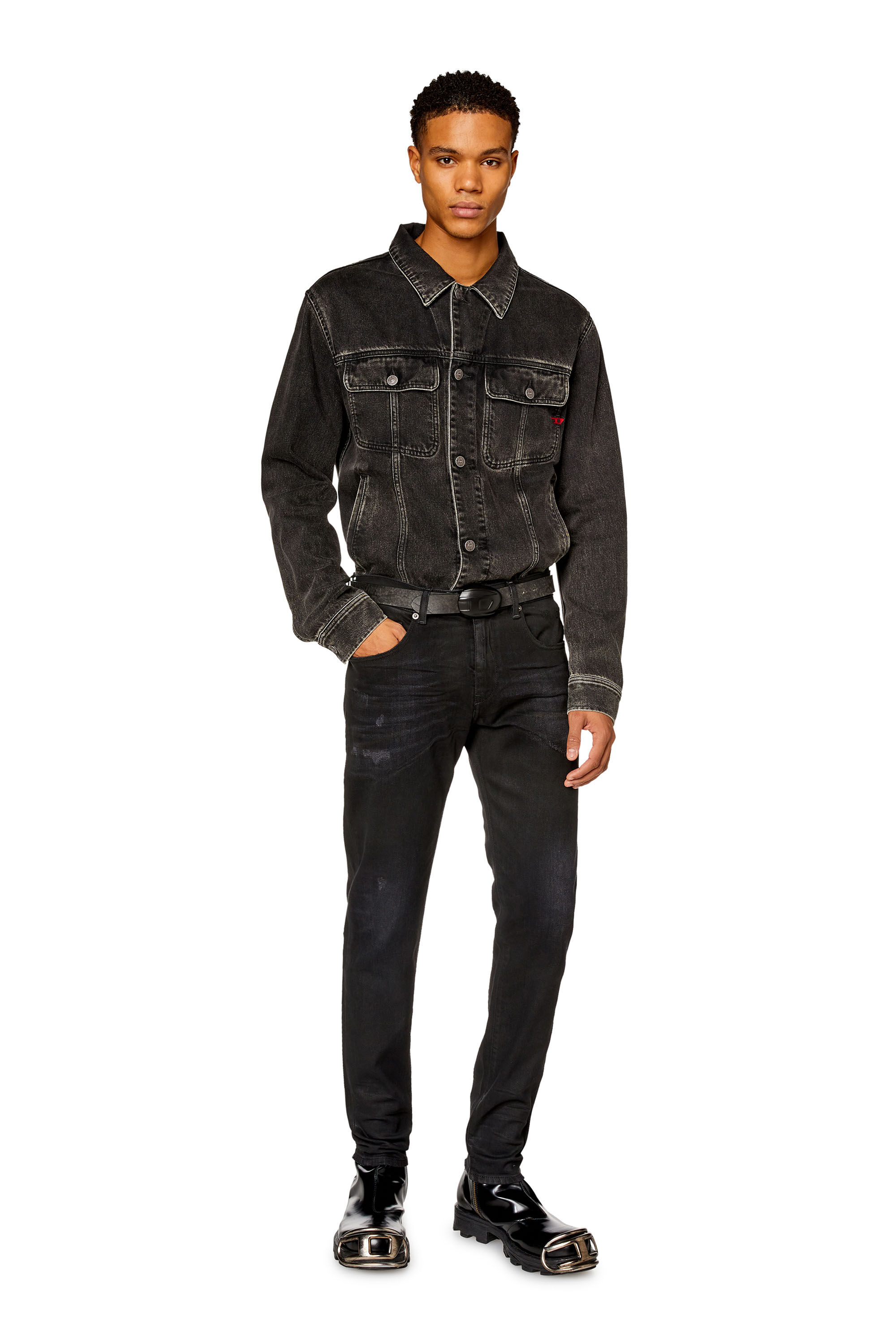 Jeans Uomo Slim Nero Grigio scuro 2019 D Strukt Diesel