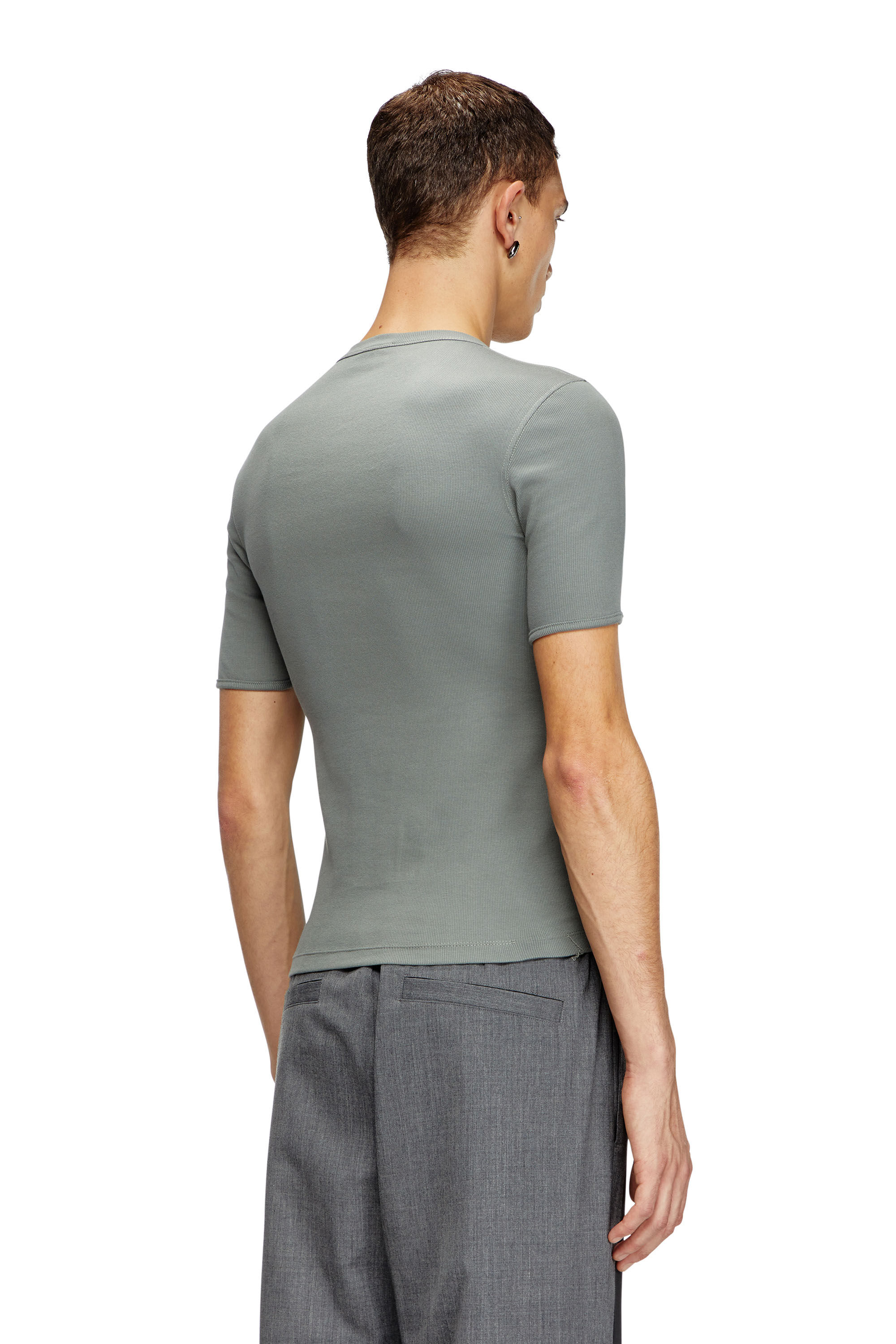 Diesel - T-RIBBER-DD, T-shirt Henley con coating Unisex in Grigio - 4