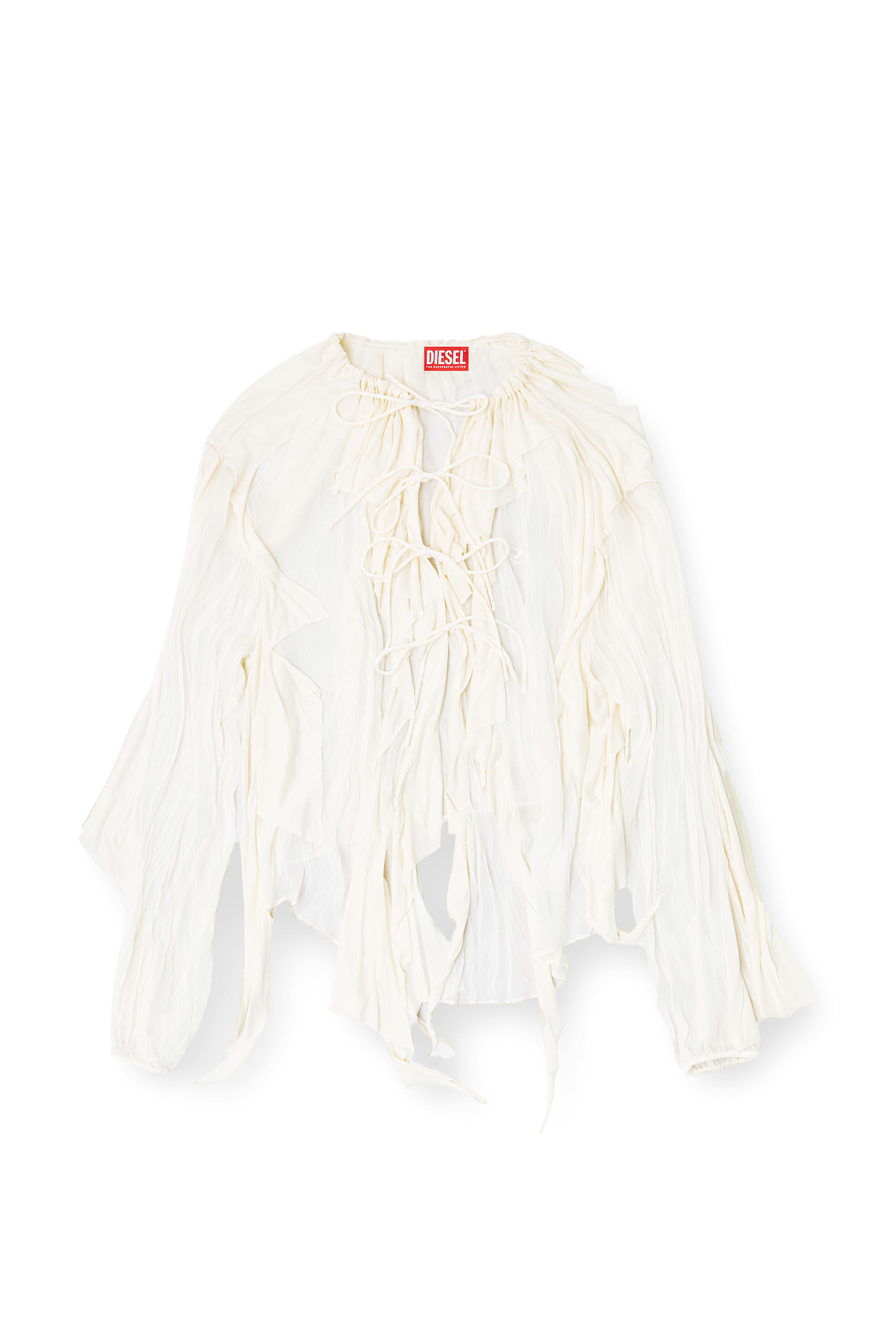 Diesel - C-LASSY, Blusa con balze in mussola crinkle Donna in Bianco - 2