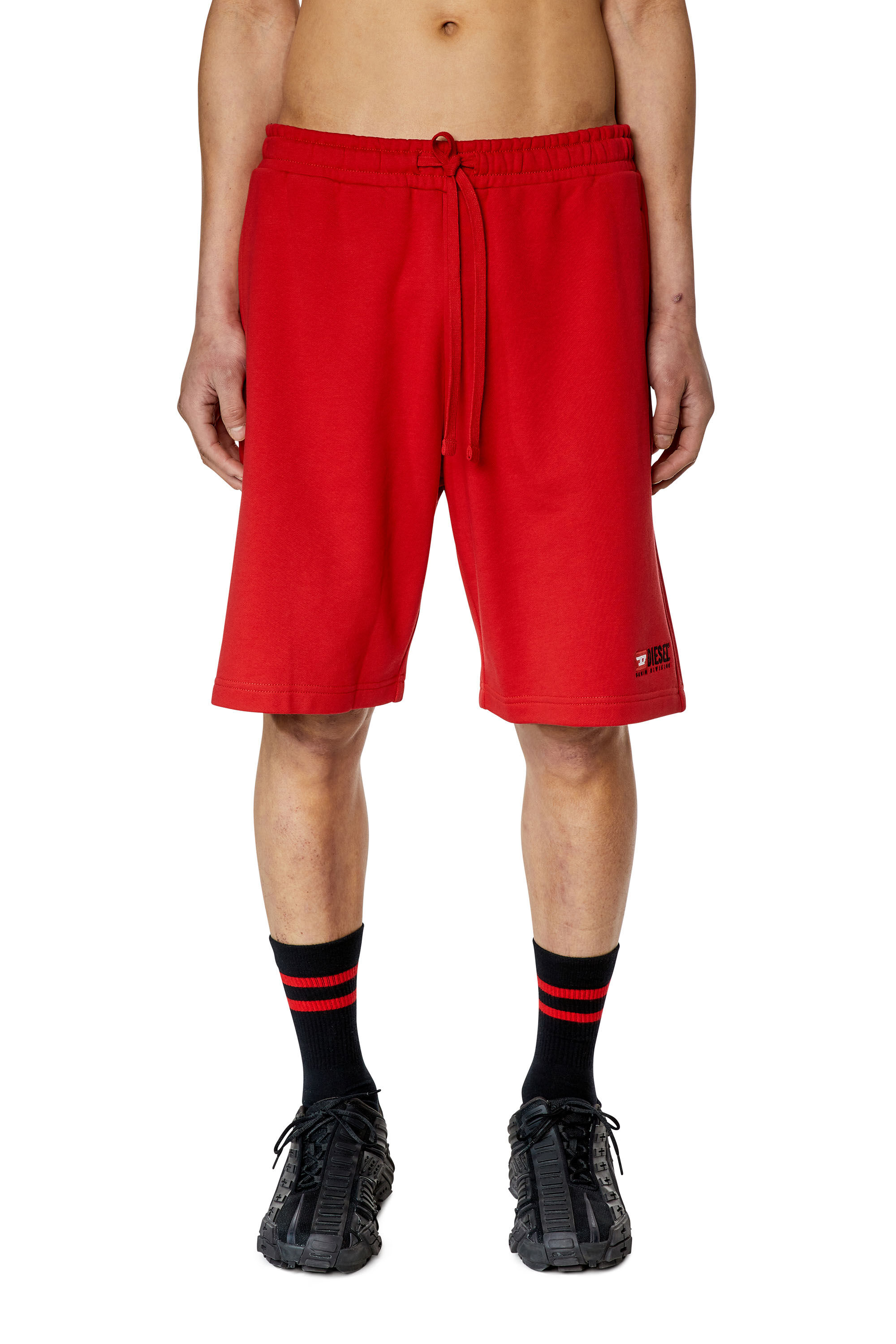 Diesel - P-CROWN-DIV, Shorts sportivi con logo ricamato Uomo in Rosso - 3