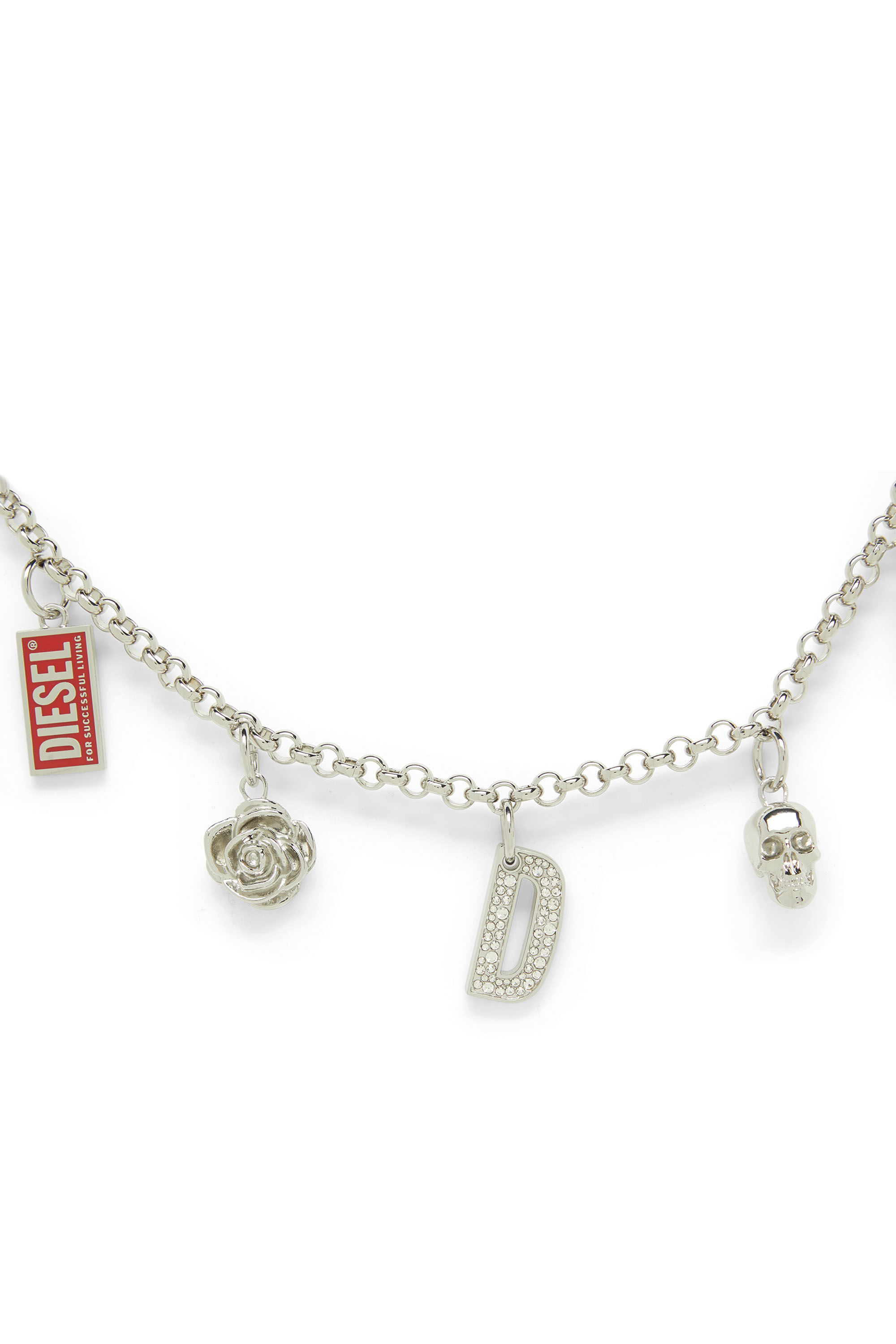 Diesel - CHAIN-D II S, Catenina in metallo con ciondoli iconici Donna in Argento - 3