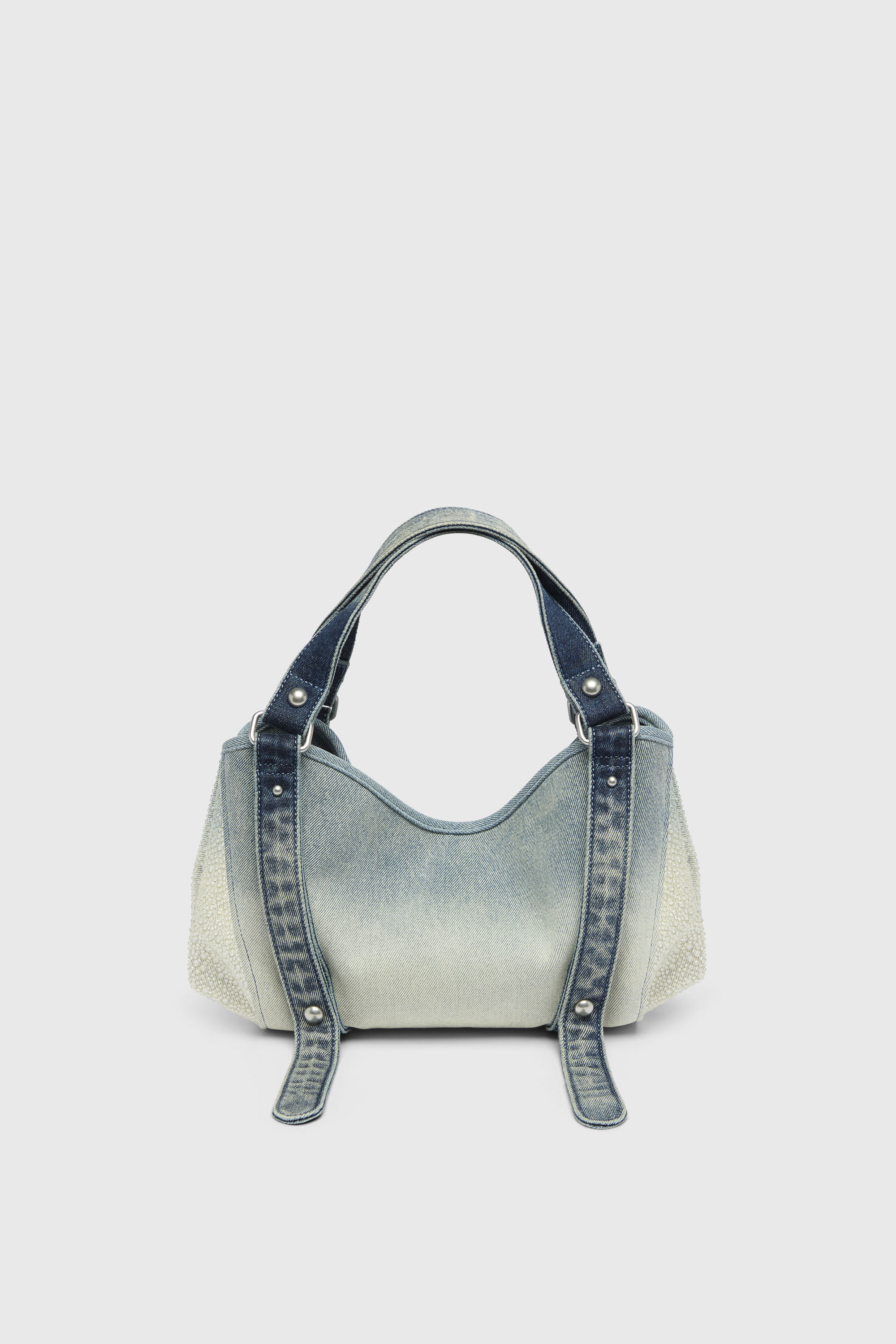 Diesel - D-ONE TOPHANDLE S, D-One-Borsa piccola a mano in denim solarizzato con cristalli Donna in Blu - 2