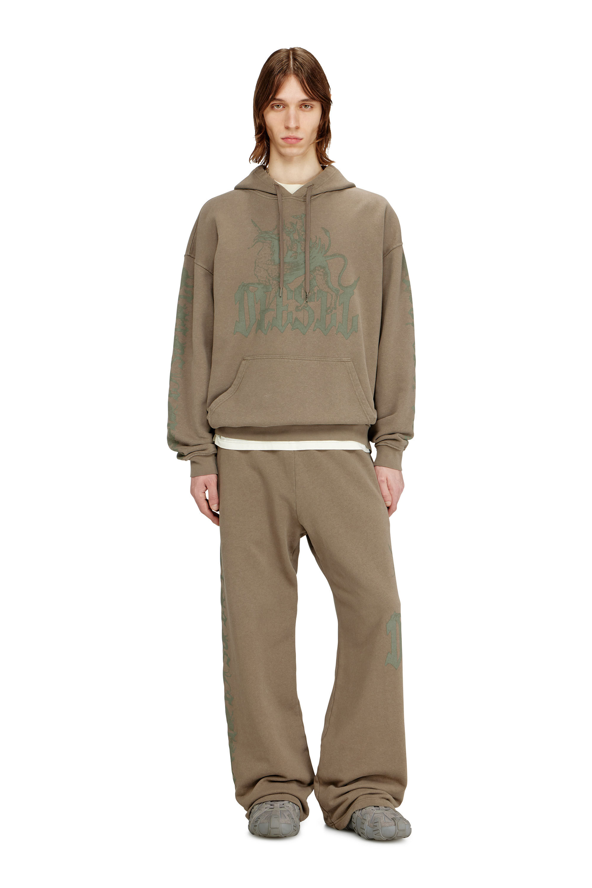 Diesel - S-GRIFFON, Hoodie trattato con stampa grifone Uomo in ToBeDefined - 1