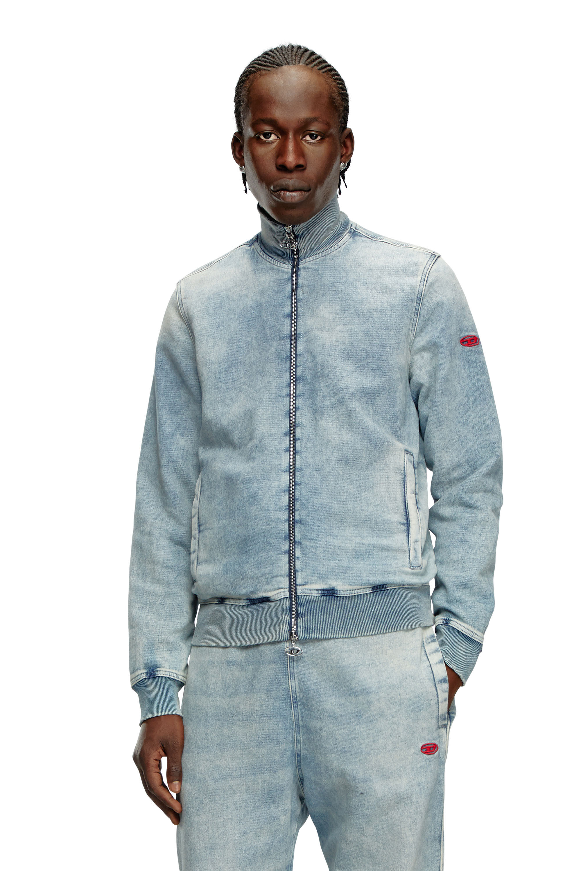 Felpa con zip in Track Denim Donna Blu Diesel