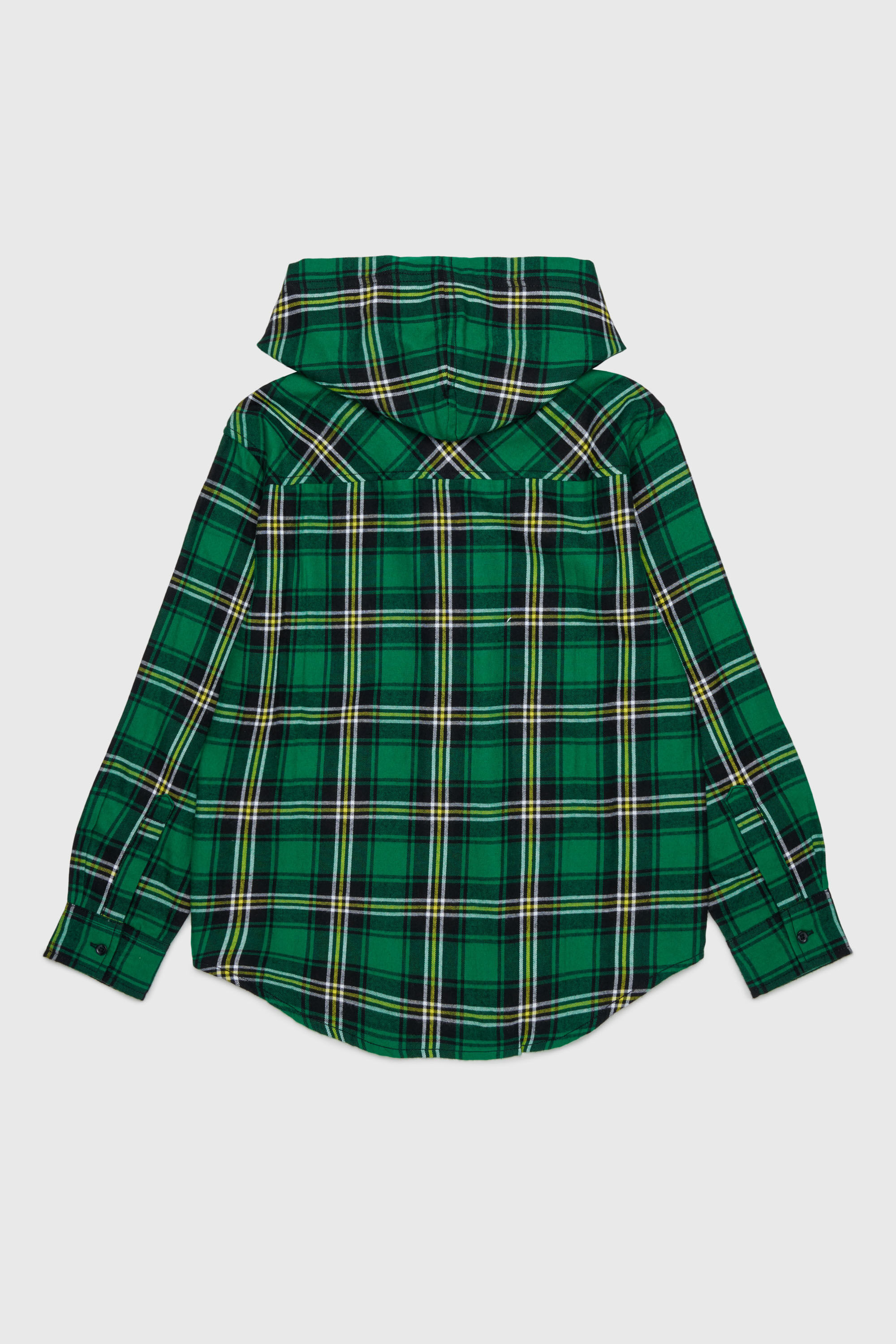 Diesel - CHECK OVER, Camicia con cappuccio a quadri con ricamo Oval D Uomo in Verde - 2
