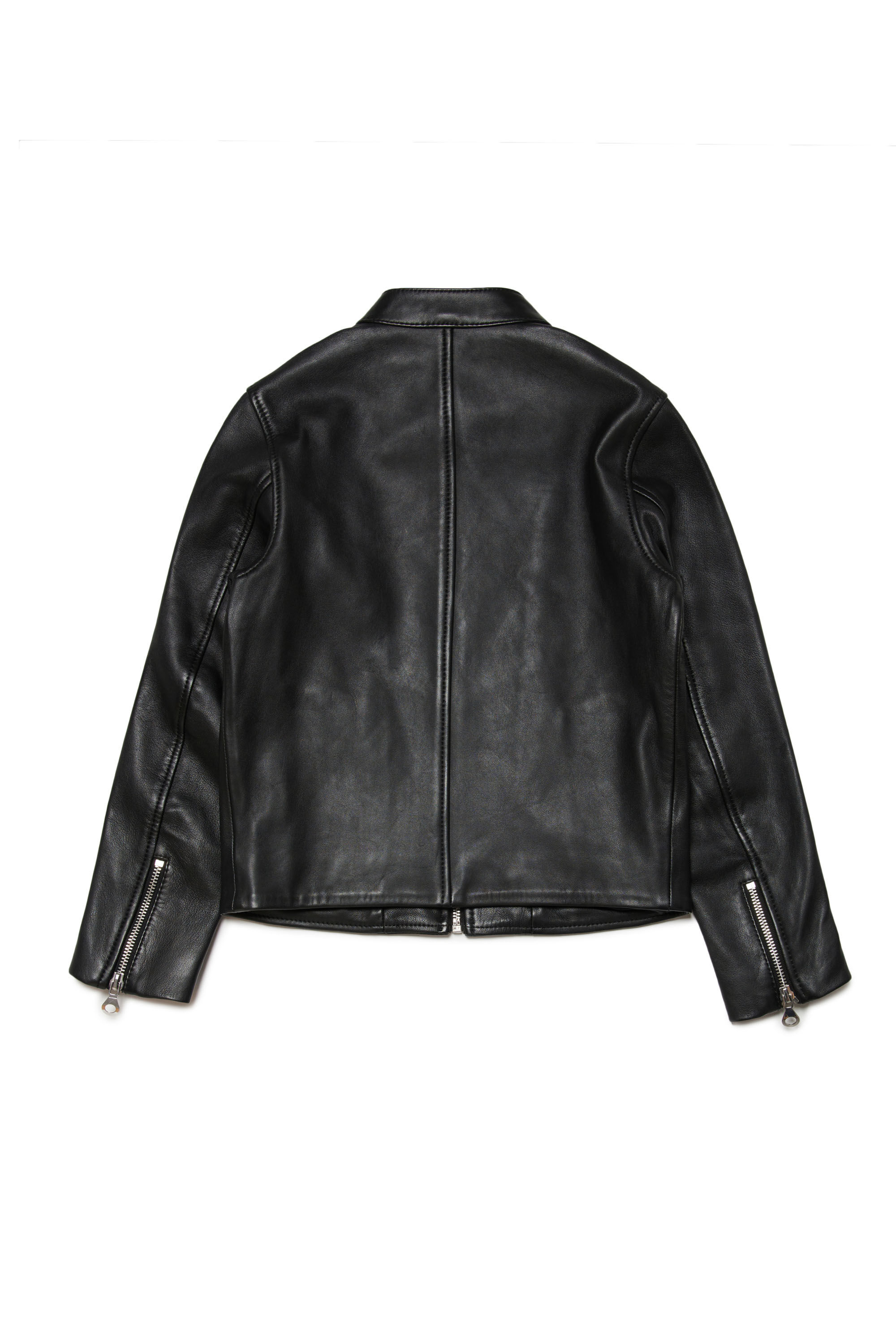 Giacca biker in pelle con logo in rilievo | Nero | Bambino 4-16 ANNI |  Diesel