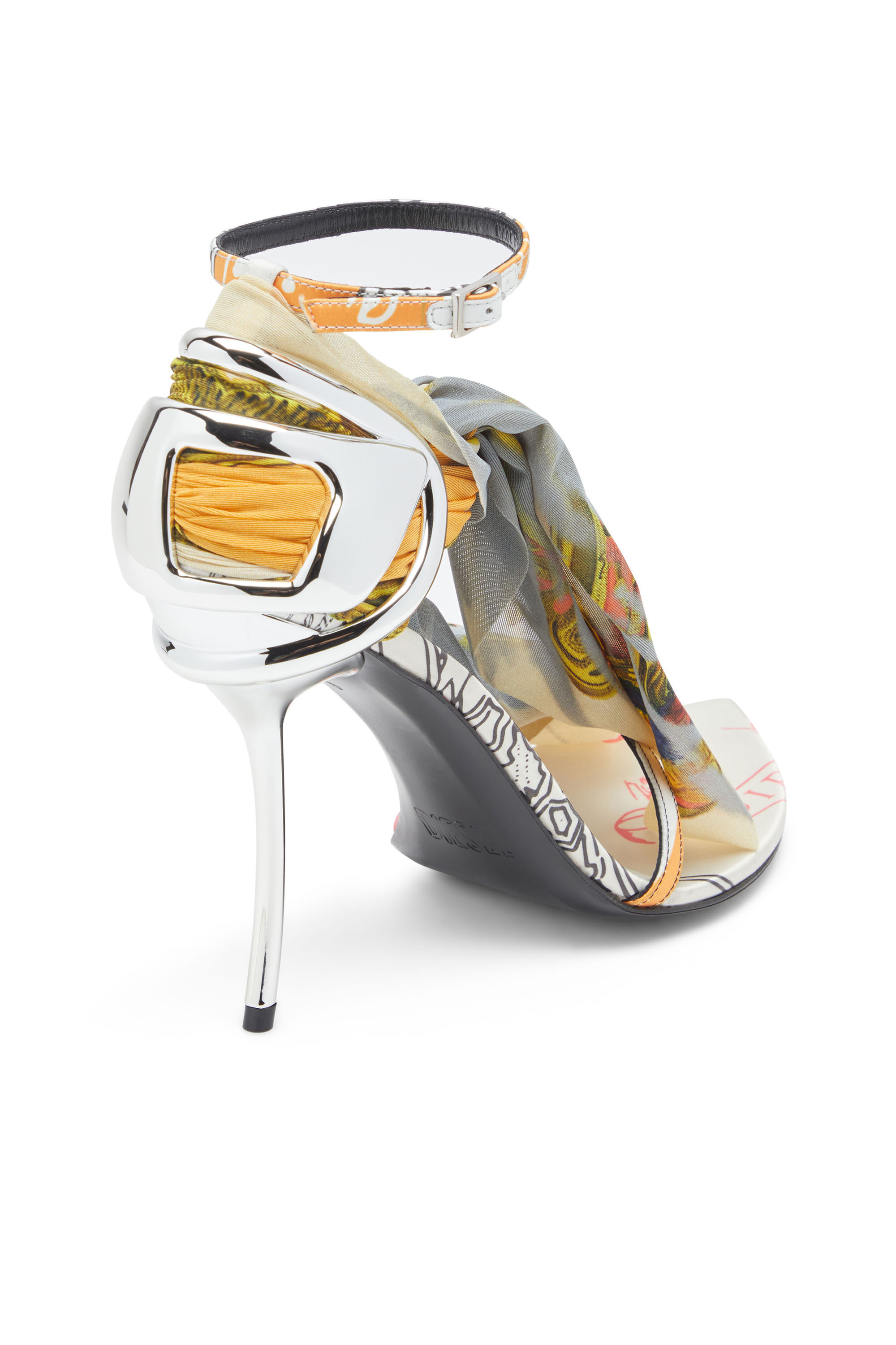 Diesel - D-TEN&HALF SDL BANDANA, D-Ten&Half-Sandalo bandana a stiletto in raso Donna in Multicolor - 4