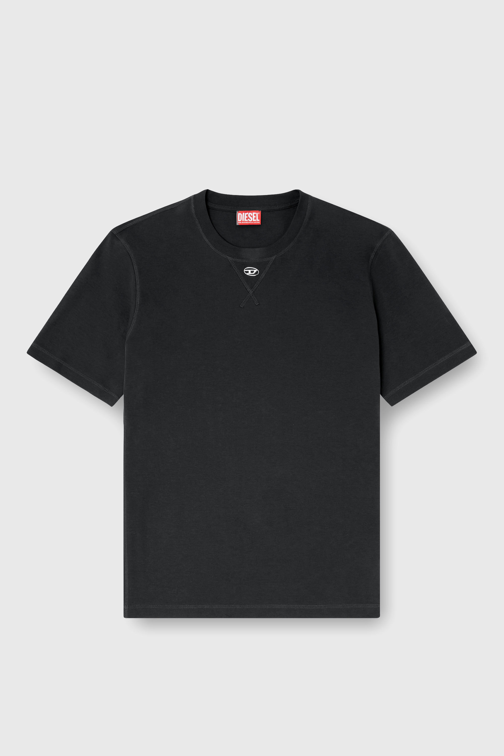 Diesel - T-MADJUST-TR, T-shirt regular con girocollo e Oval D Uomo in Grigio - 2