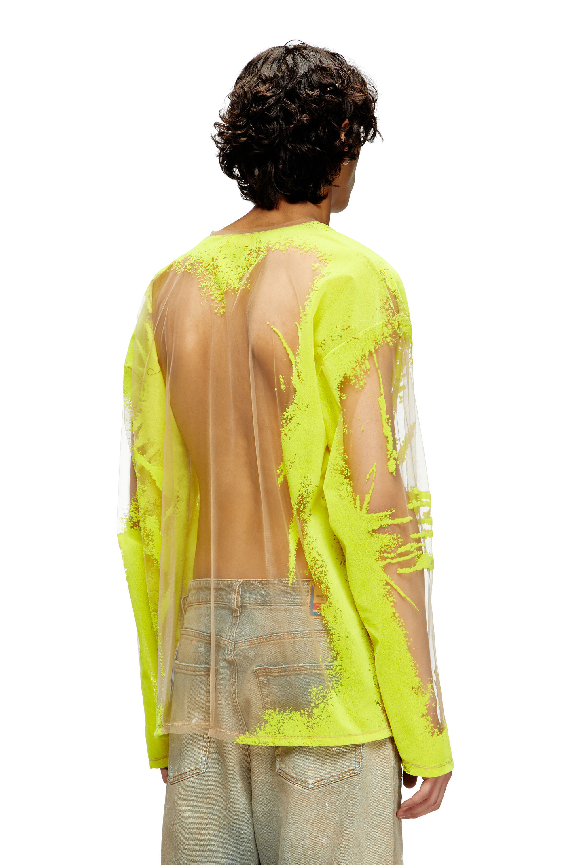 Diesel - T-HASSAN-LS-A, T-shirt a maniche lunghe in nylon con stampa DJ Unisex in Giallo - 4