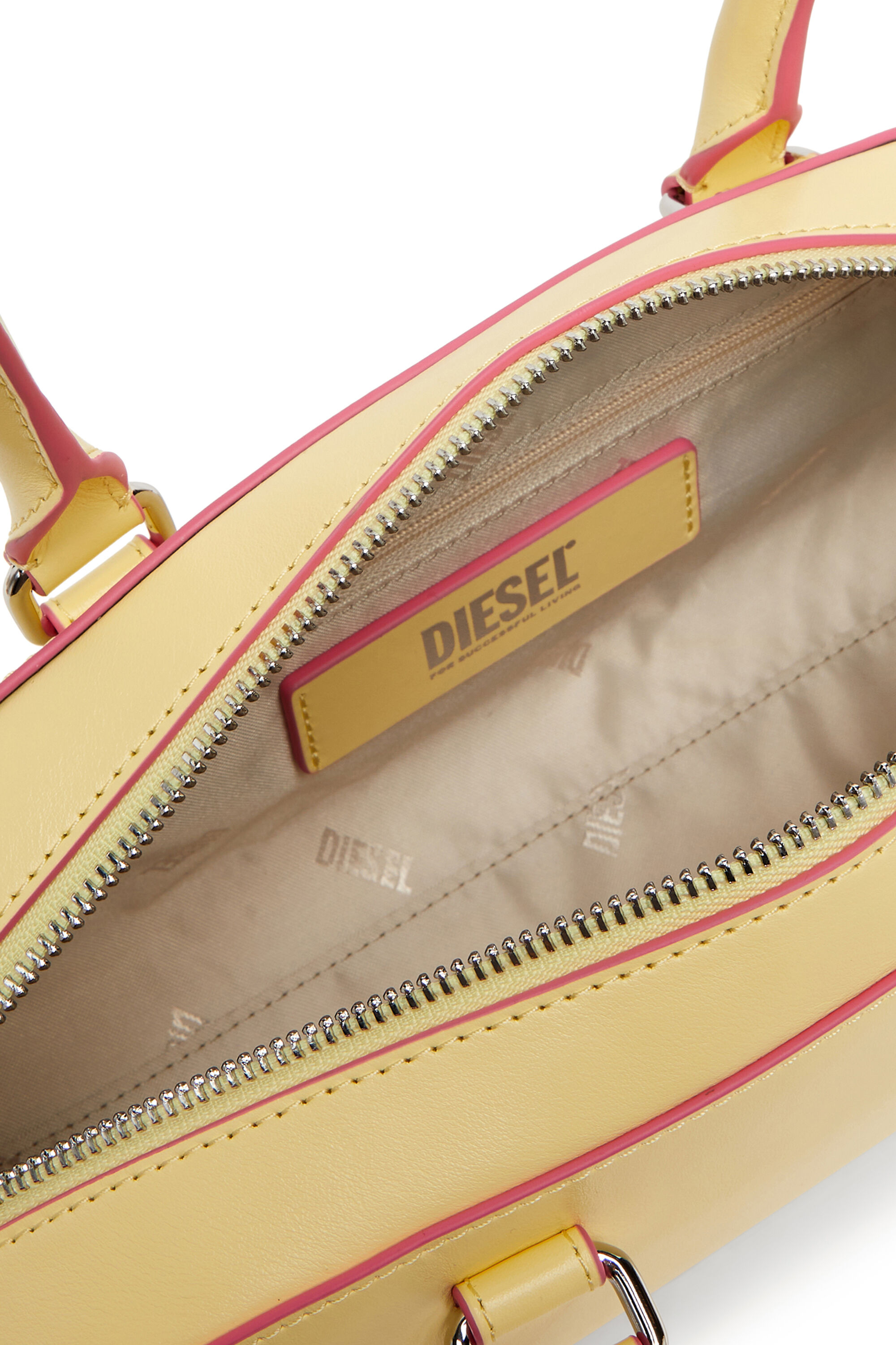 Diesel - 1DR DOME SHOULDER EW, 1DR Dome - Borsa bowling rettangolare in pelle Donna in Giallo - 3