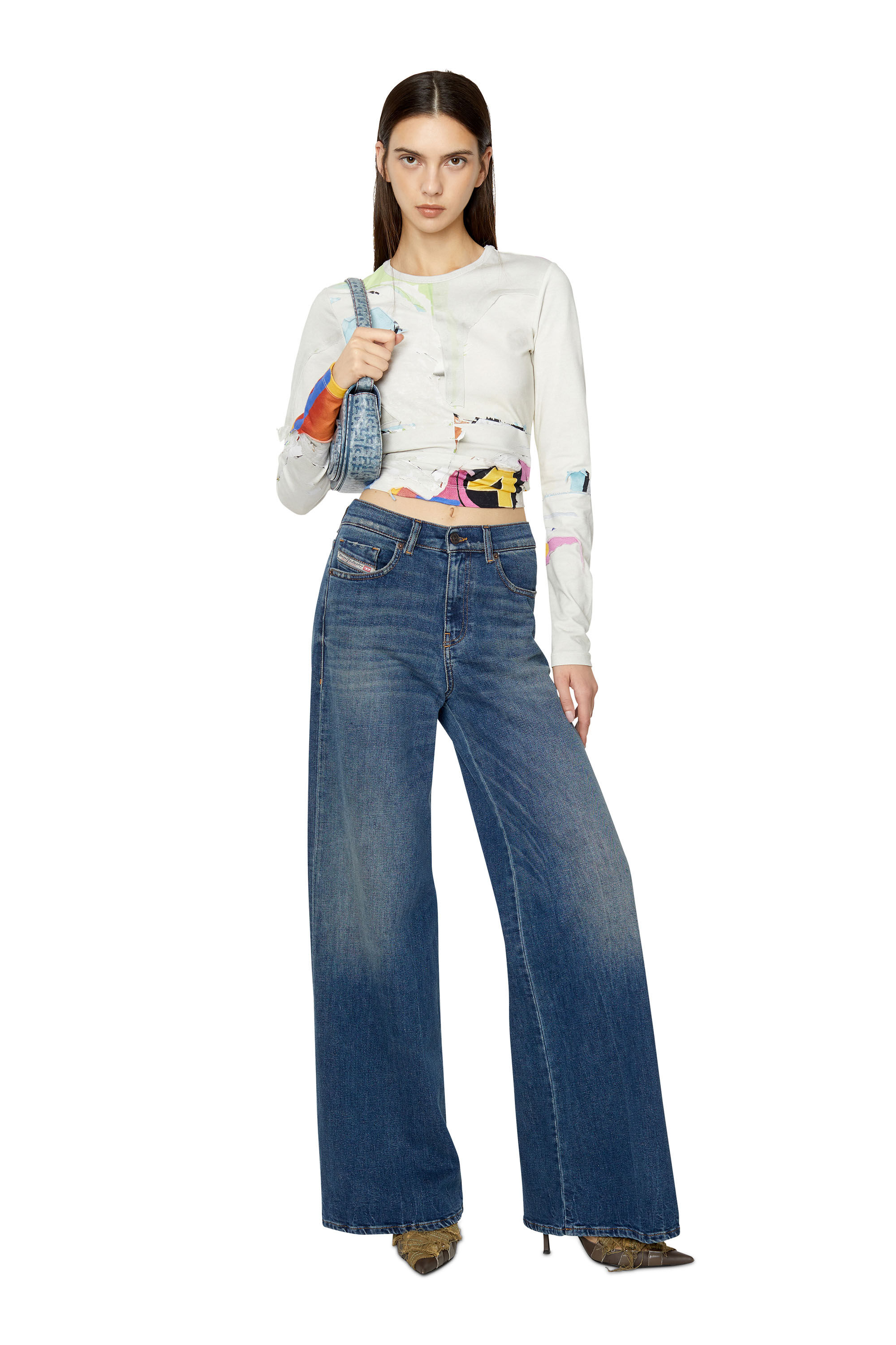 Diesel - 1978 D-Akemi 09E66 Bootcut and Flare Jeans, Blu Scuro - Image 1