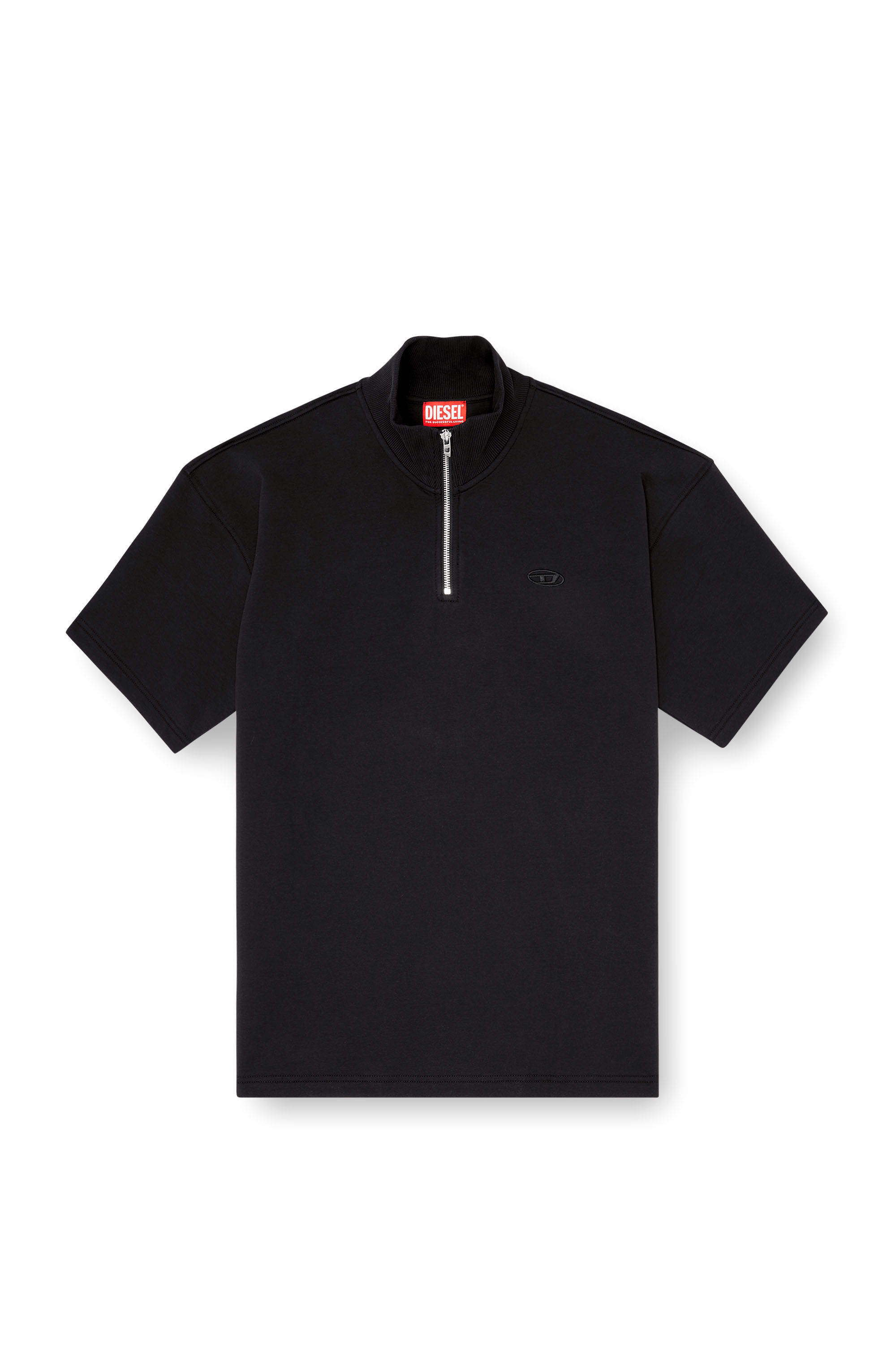 Diesel - S-CUBY, Felpa a manica corta con zip in scuba leggero Uomo in Nero - 2