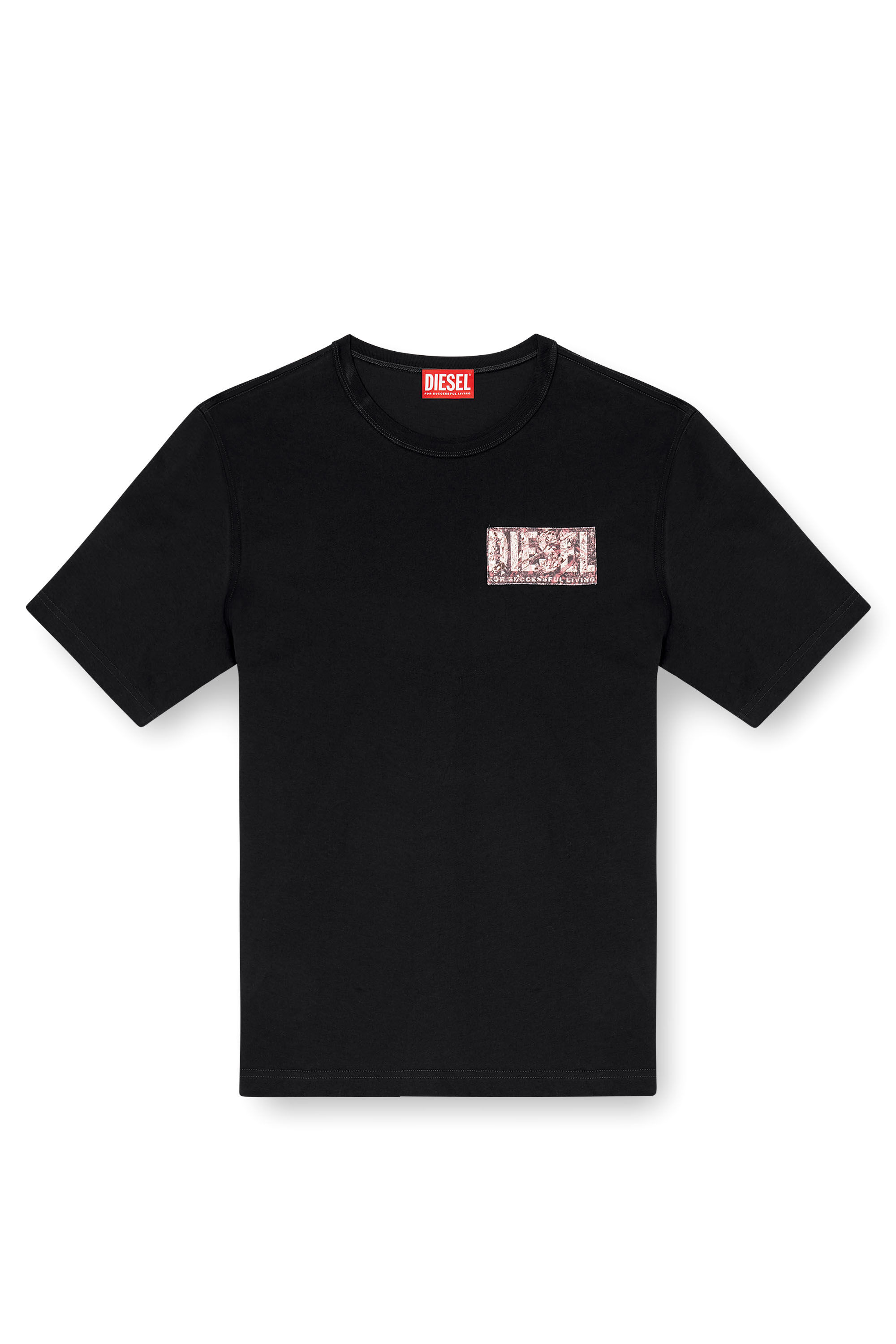 Diesel - T-ADJUST-R19, T-shirt con patch in gabardina Uomo in Nero - 2