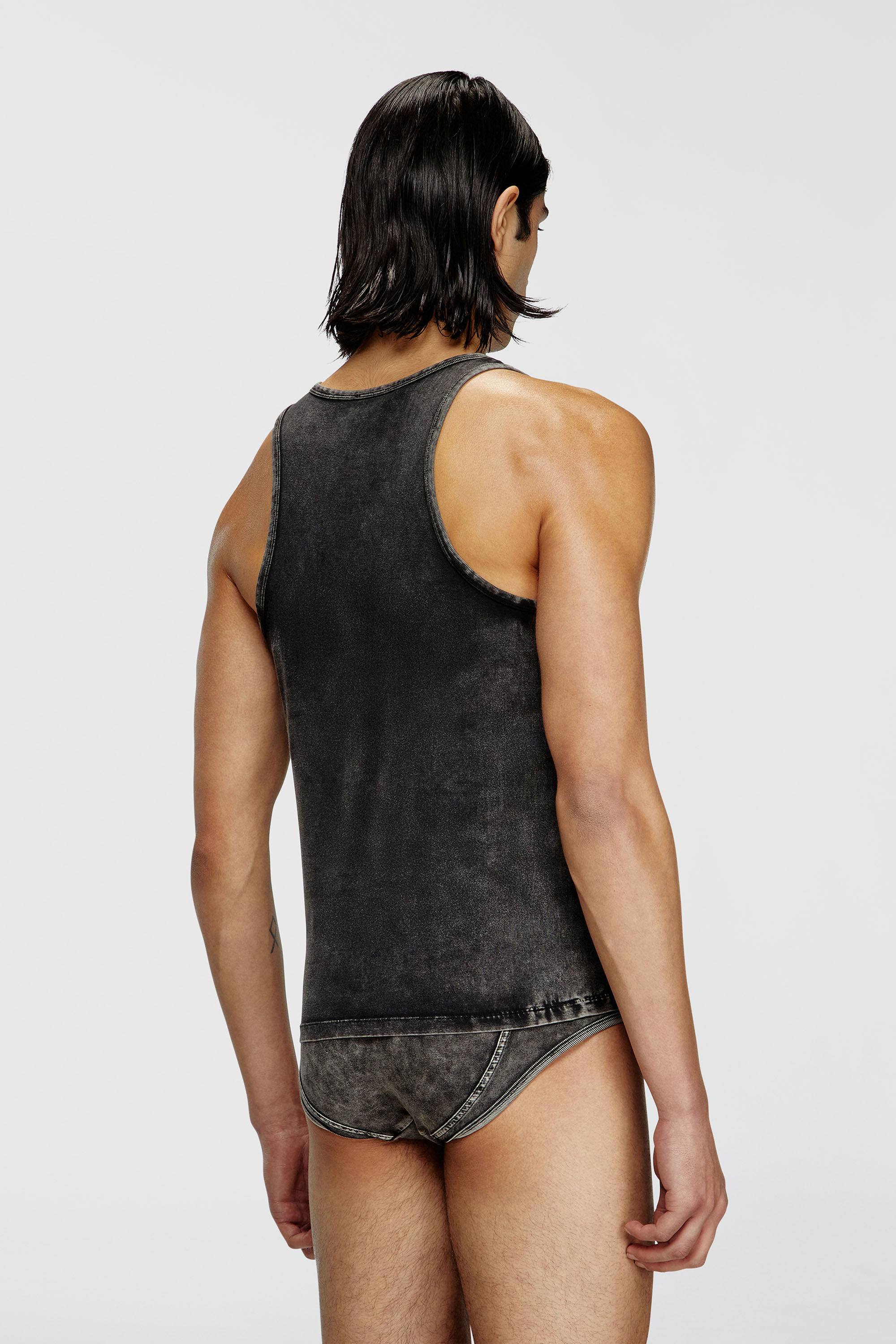 Diesel - WALTY-DNM, Man's Denim-effect tank top in Black - 4