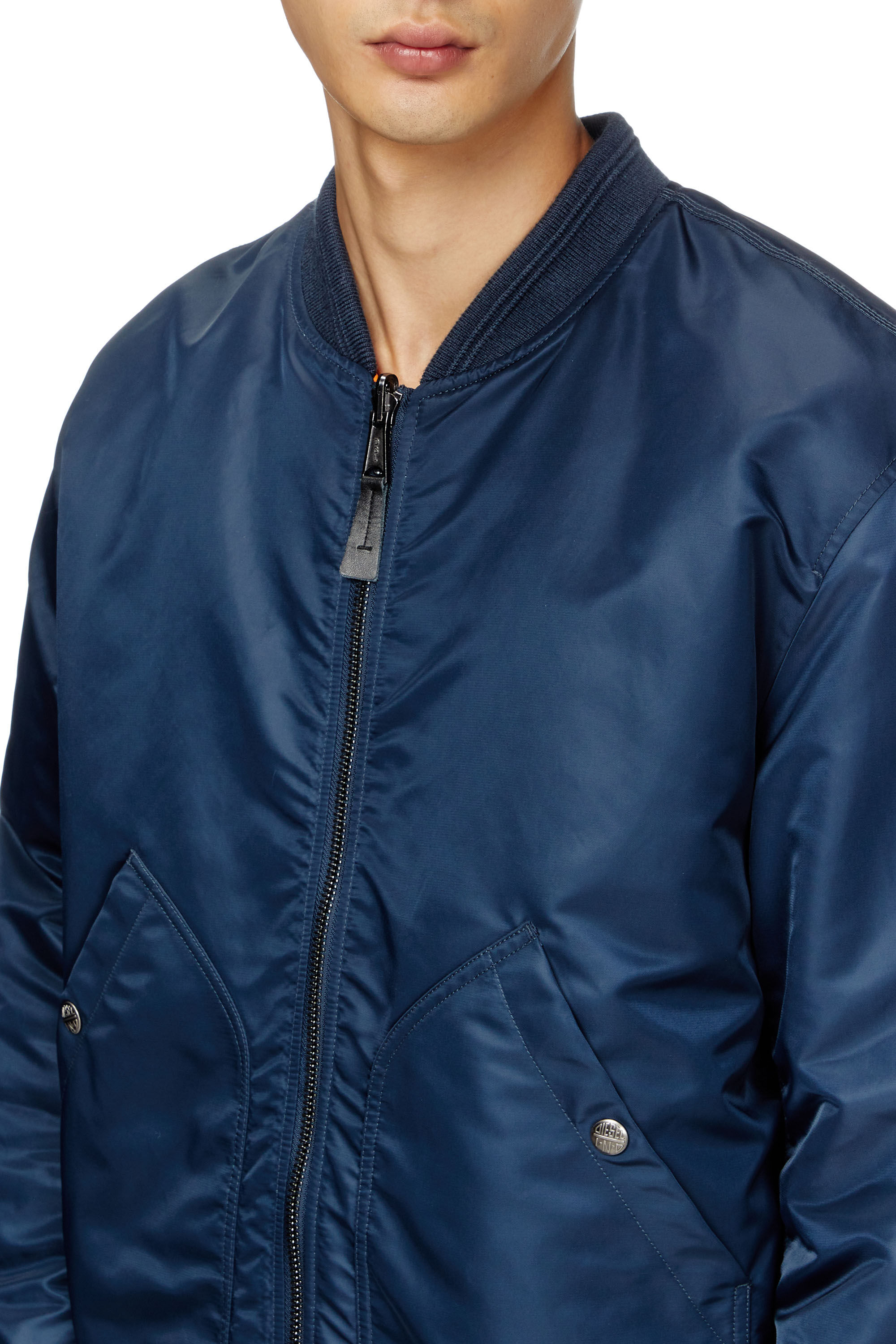 Diesel - J-HELD, Bomber in nylon imbottito con Oval D Uomo in Blu - 5