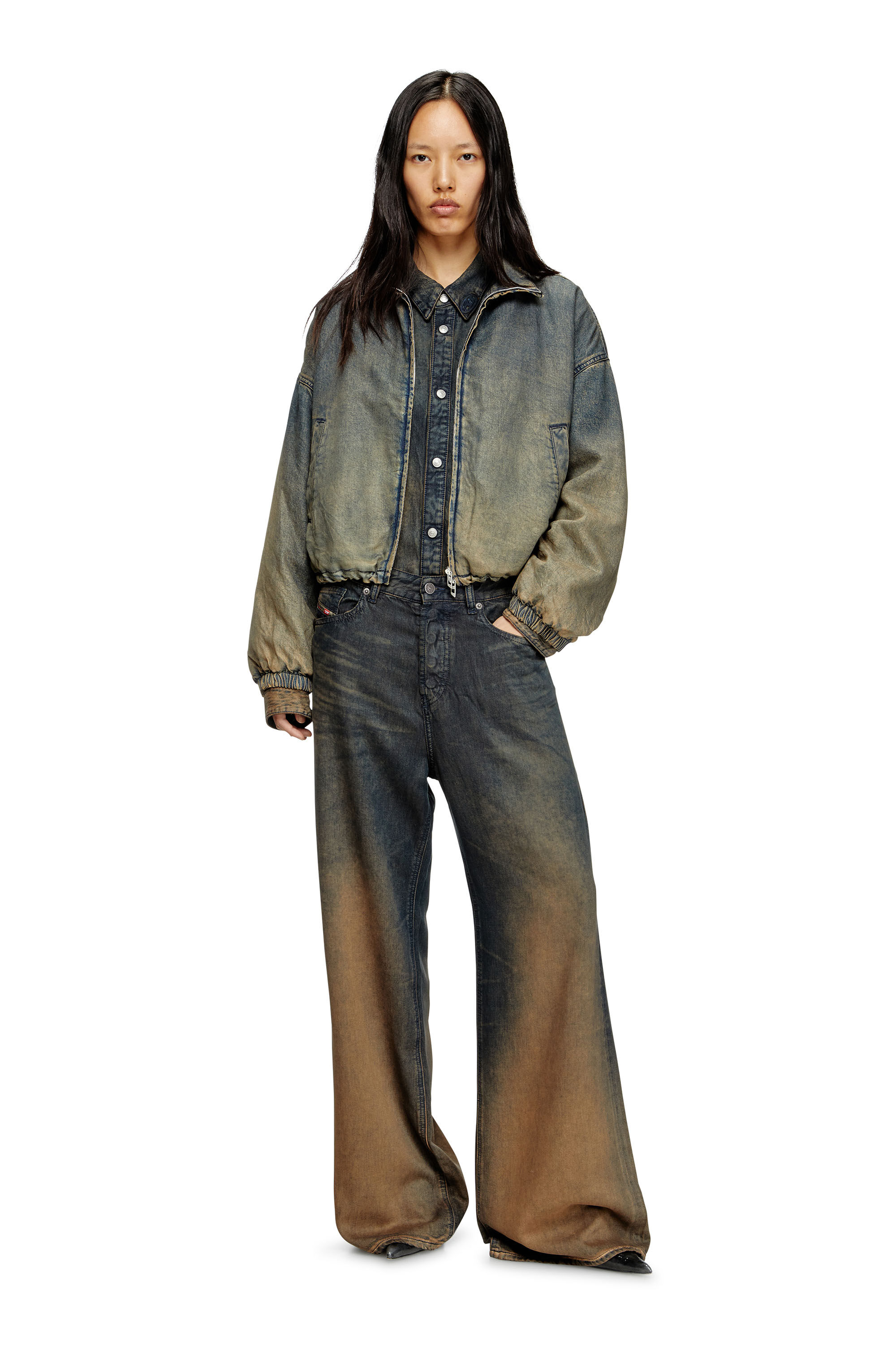 Diesel - Relaxed Jeans 1996 D-Sire 068TF Donna, Blu/Marrone - Image 1