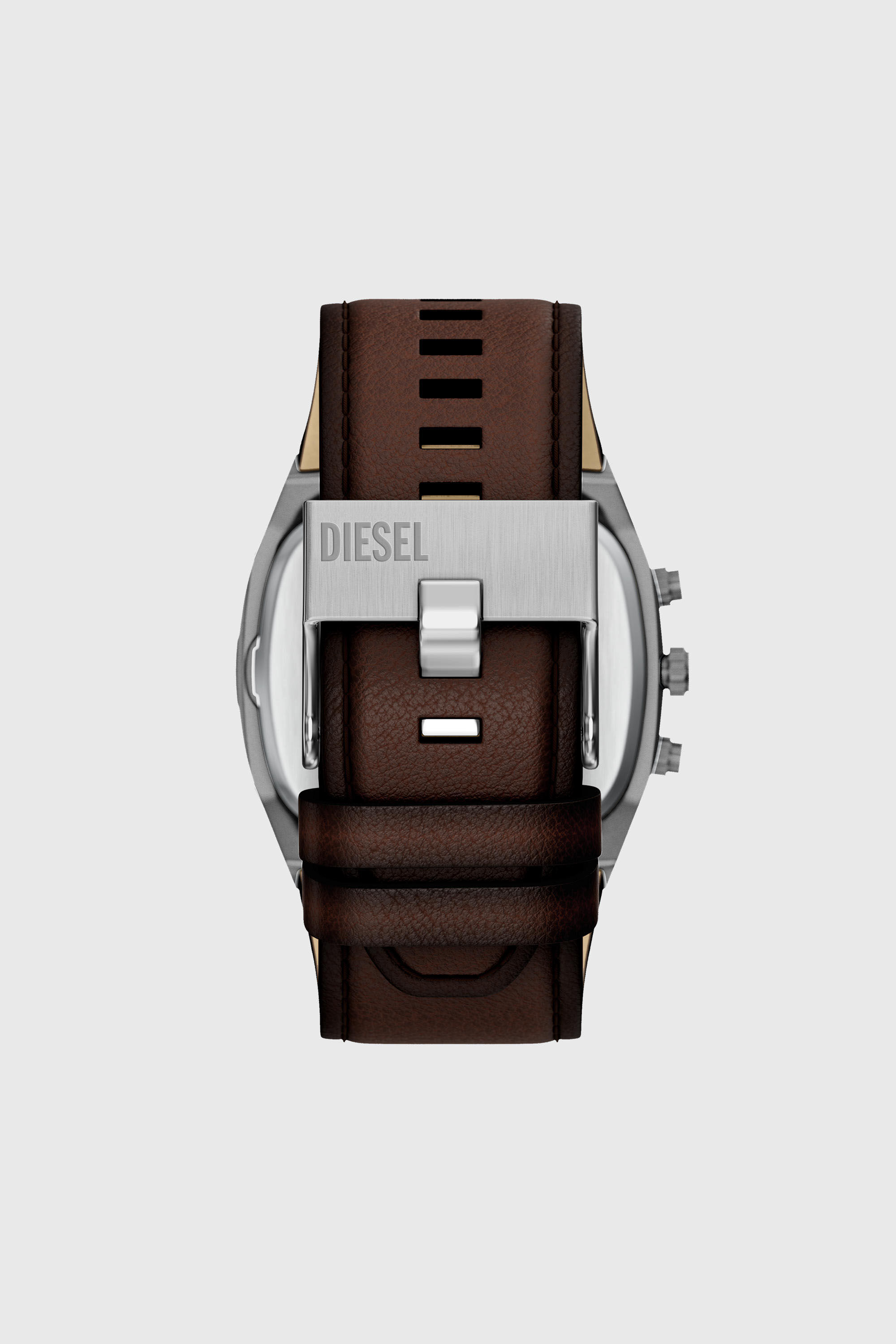 Diesel - DZ4737 WATCH, Orologio Spiked Cushion con cinturino in pelle marrone Uomo in Marrone - 3