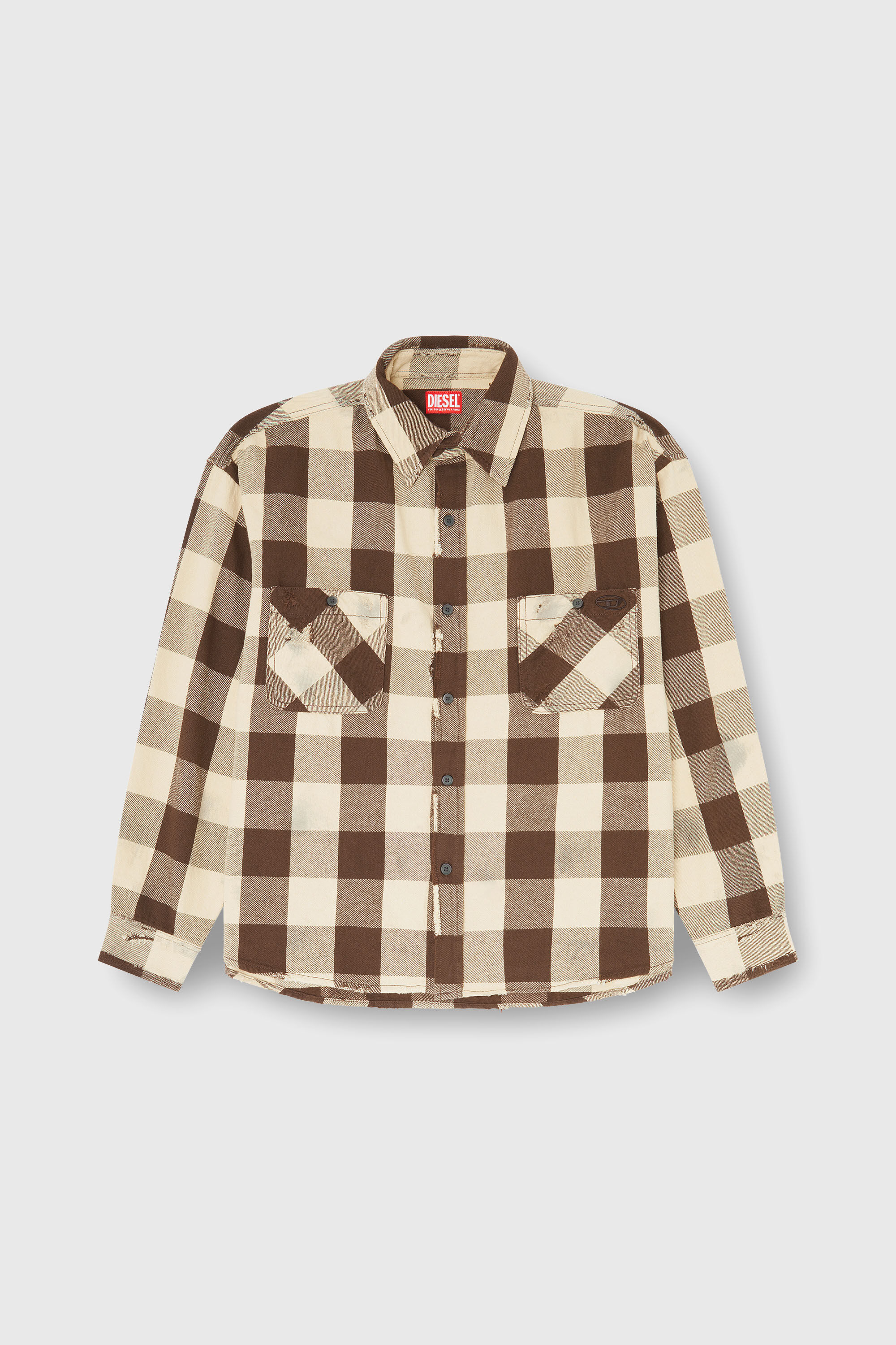 Diesel - S-DRUM, Camicia in flanella a quadri effetto distressed Uomo in Multicolor - 2
