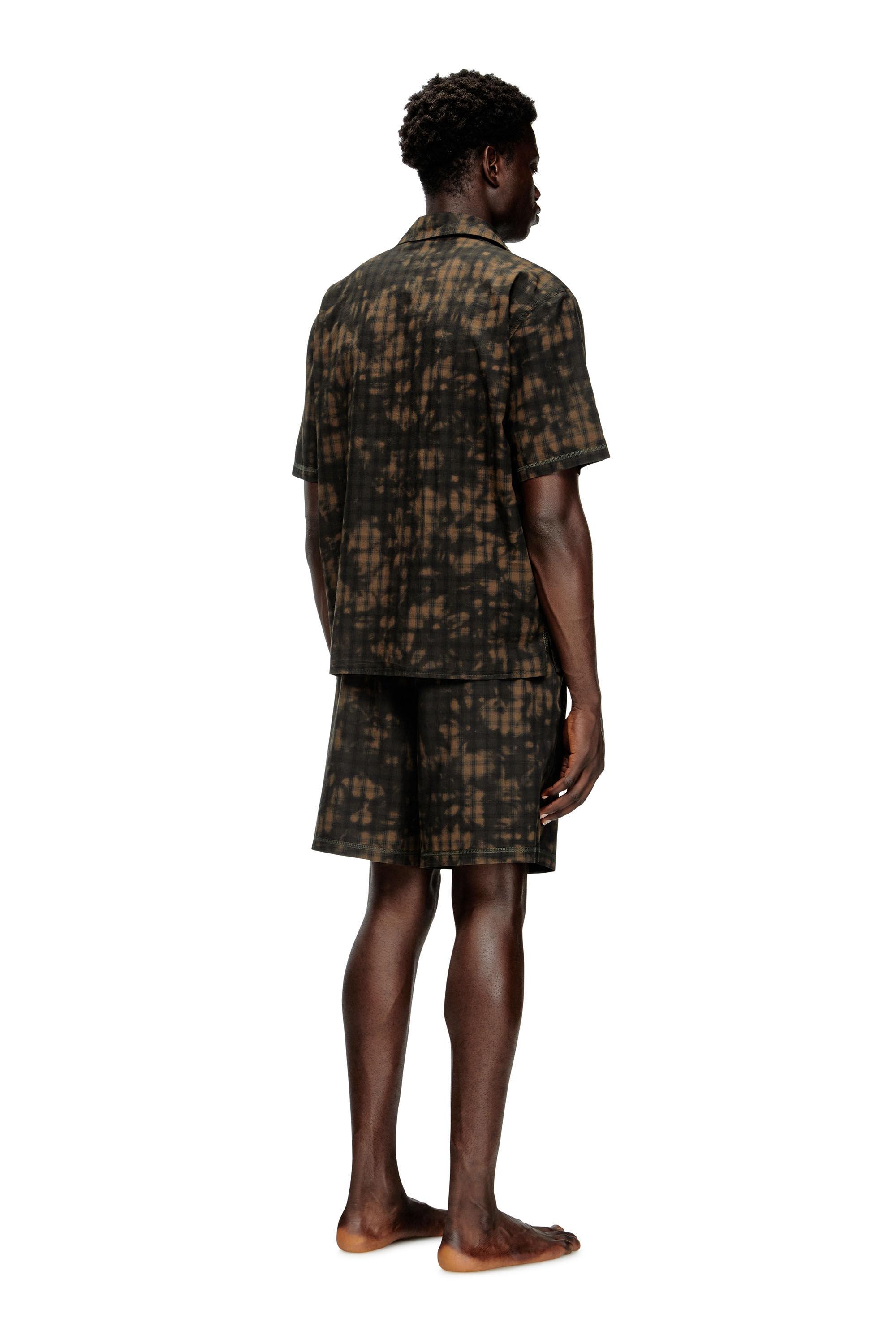 Diesel - SET-HORIEN-UTLT, Pigiama corto con in cotone check sfumato Uomo in Verde - 4