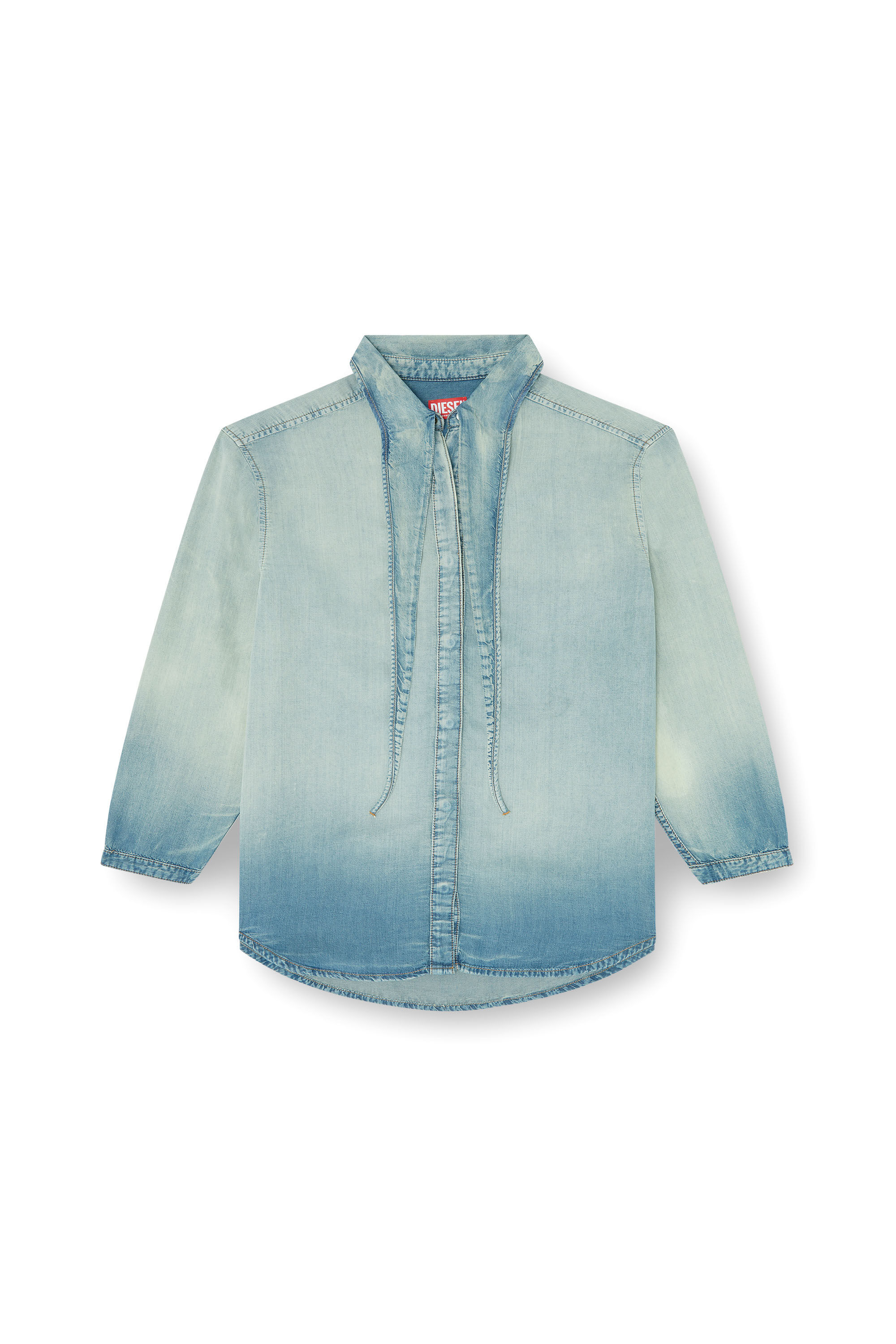 Diesel - DE-ARVEN-S1, Camicia in denim fluido effetto marmorizzato Donna in Blu - 2