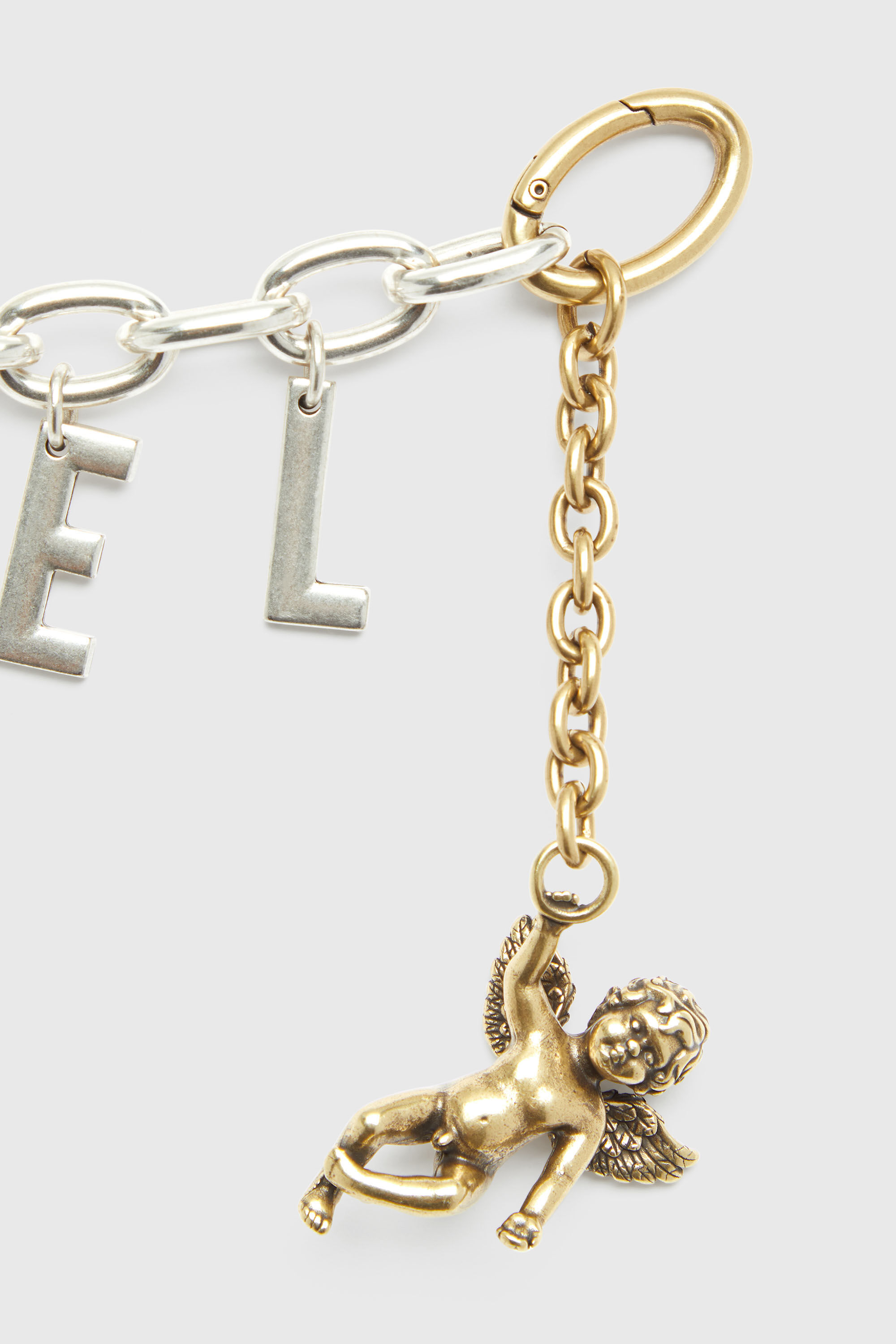 Diesel - CHAIN-D III S, Charm lettera in metallo con cherubino Donna in Argento - 3