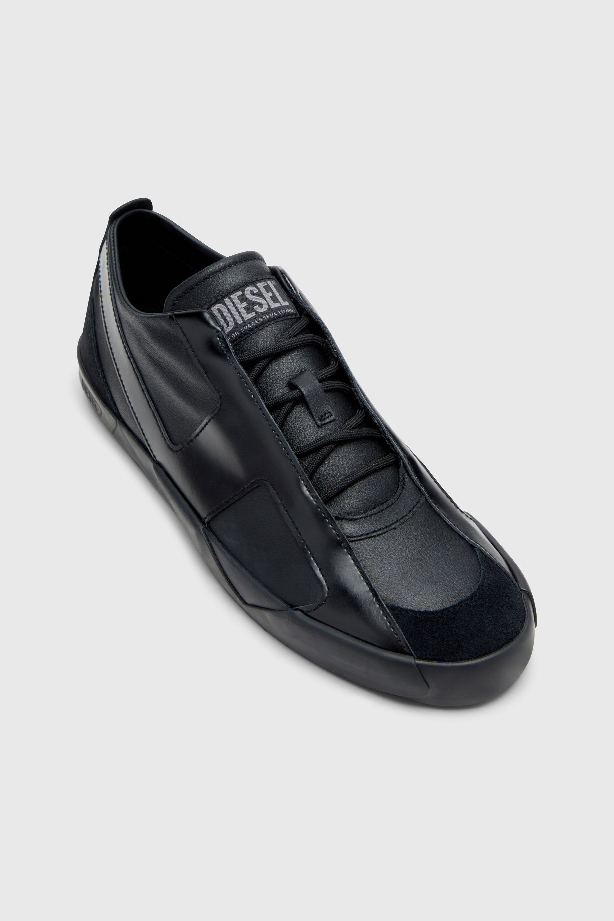 Diesel - S-SLANTE-D LOW, S-Slante-D-Sneaker in pelle e suede con logo D Uomo in Nero - 6