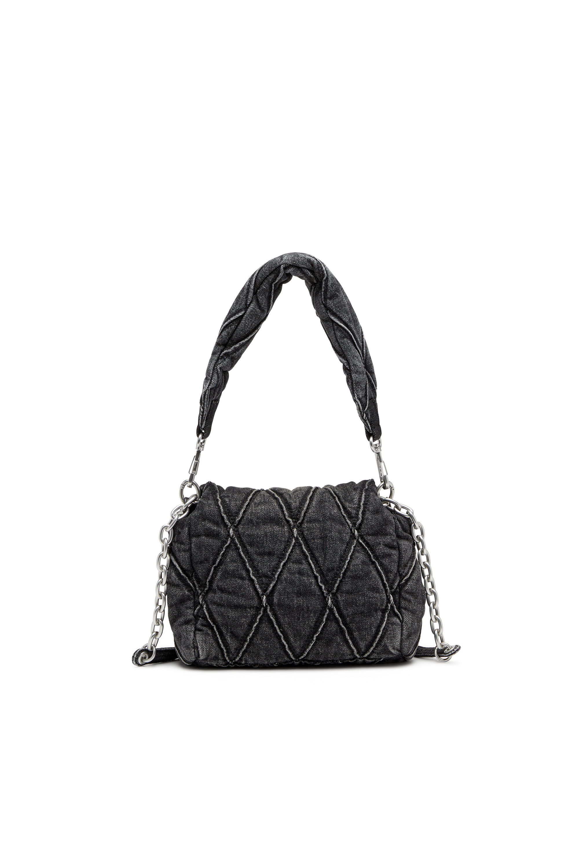 Diesel - CHARM-D SHOULDER S, Charm-D S-Borsa a spalla piccola in denim trapuntato Donna in Nero - 3
