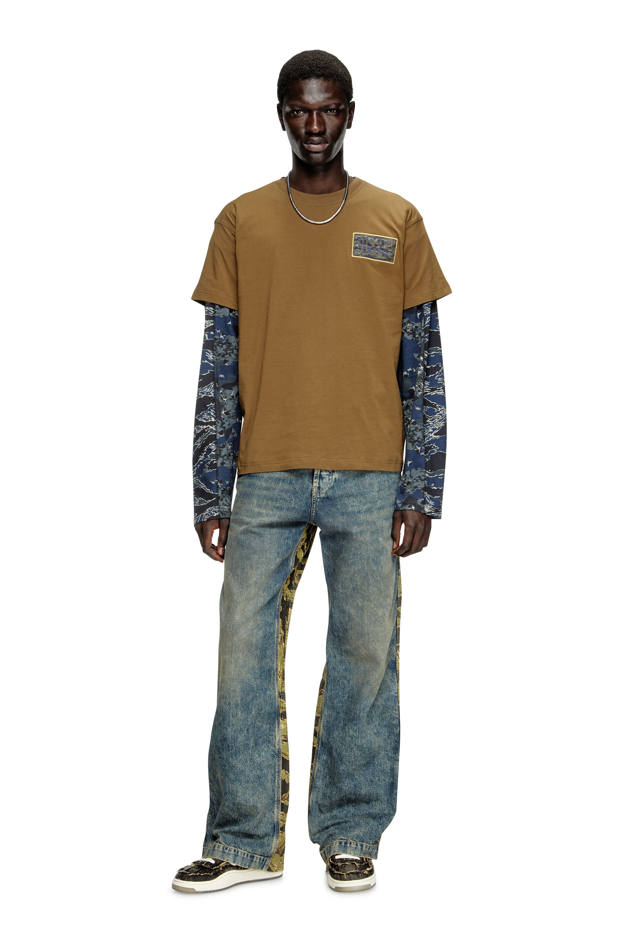 Diesel - S-TRACKER-D LOW, S-Tracker-D-Sneaker in denim sfrangiato e suola trasprarente Uomo in Nero - 7
